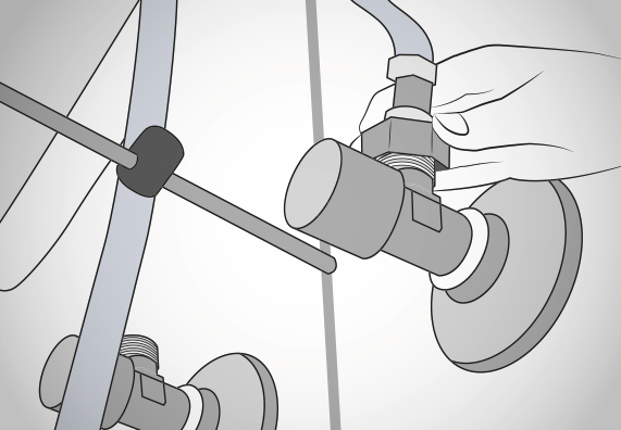 Fixer les tuyaux flexibles sur le vannes d‘équerre