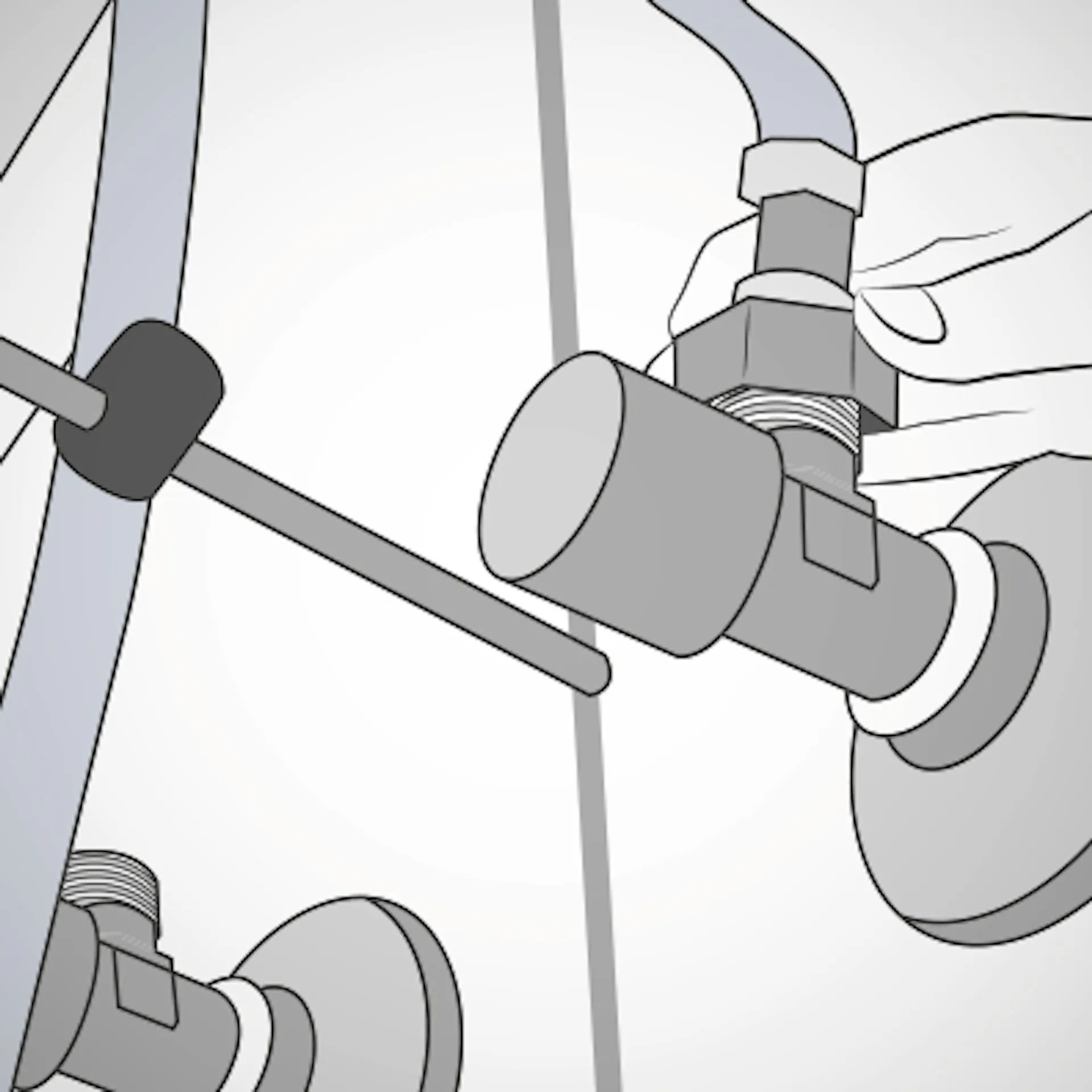 Fixer les tuyaux flexibles sur le vannes d‘équerre