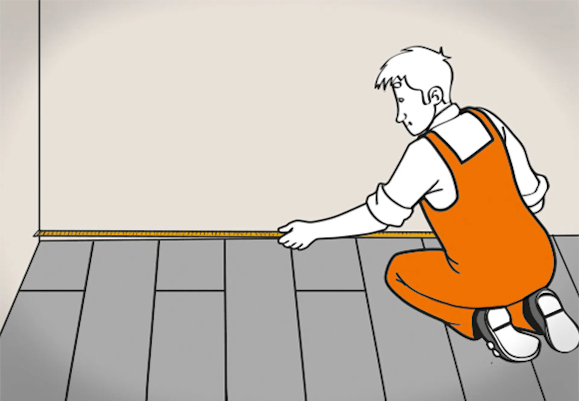 Misurare la parete prima del montaggio dei battiscopa