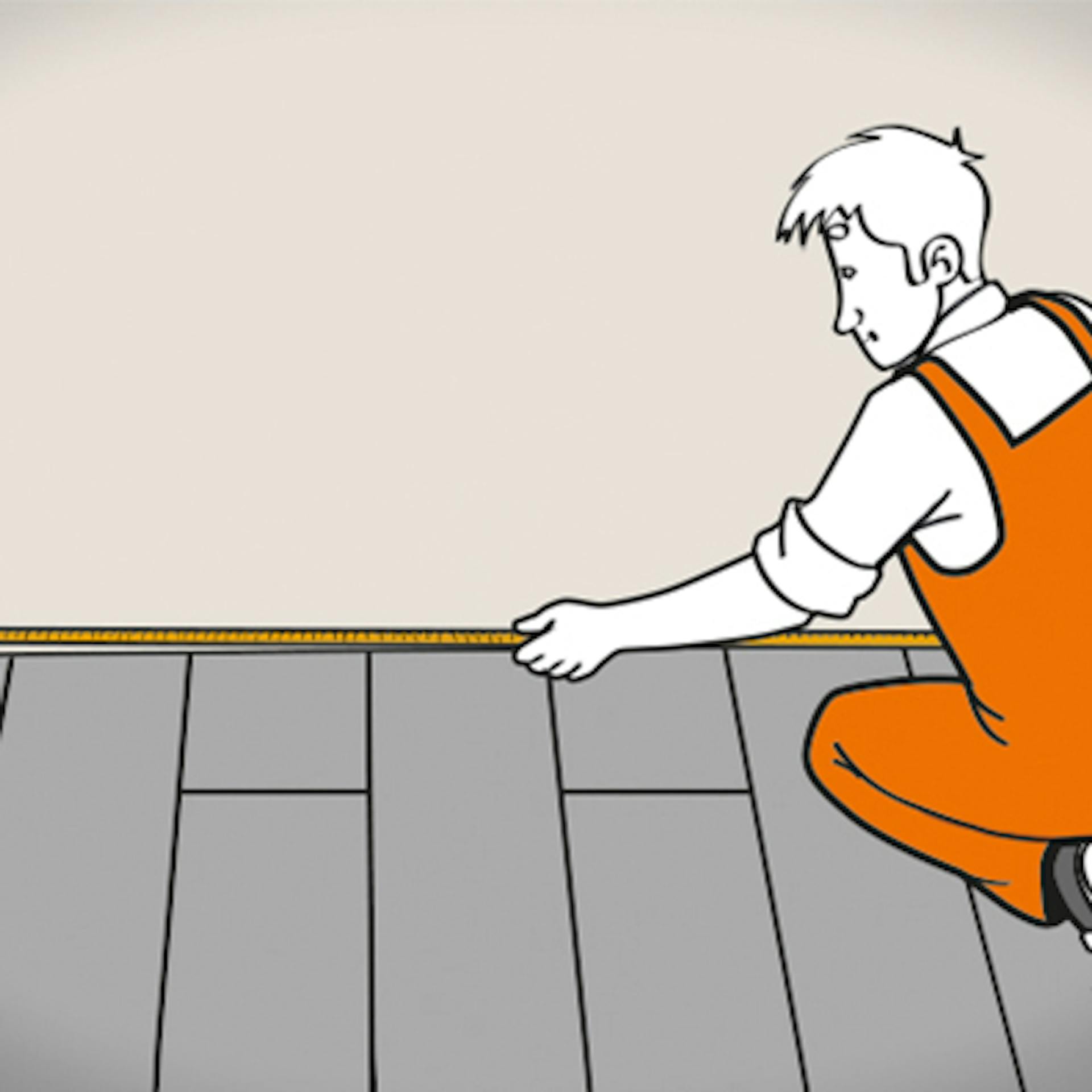 Wand vor dem Anbringen der Fußleisten ausmessen