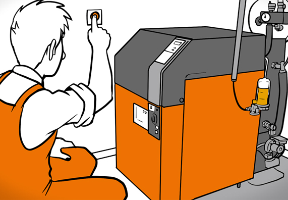 L’appassionato del fai da te spegne la caldaia prima di smontare il radiatore.