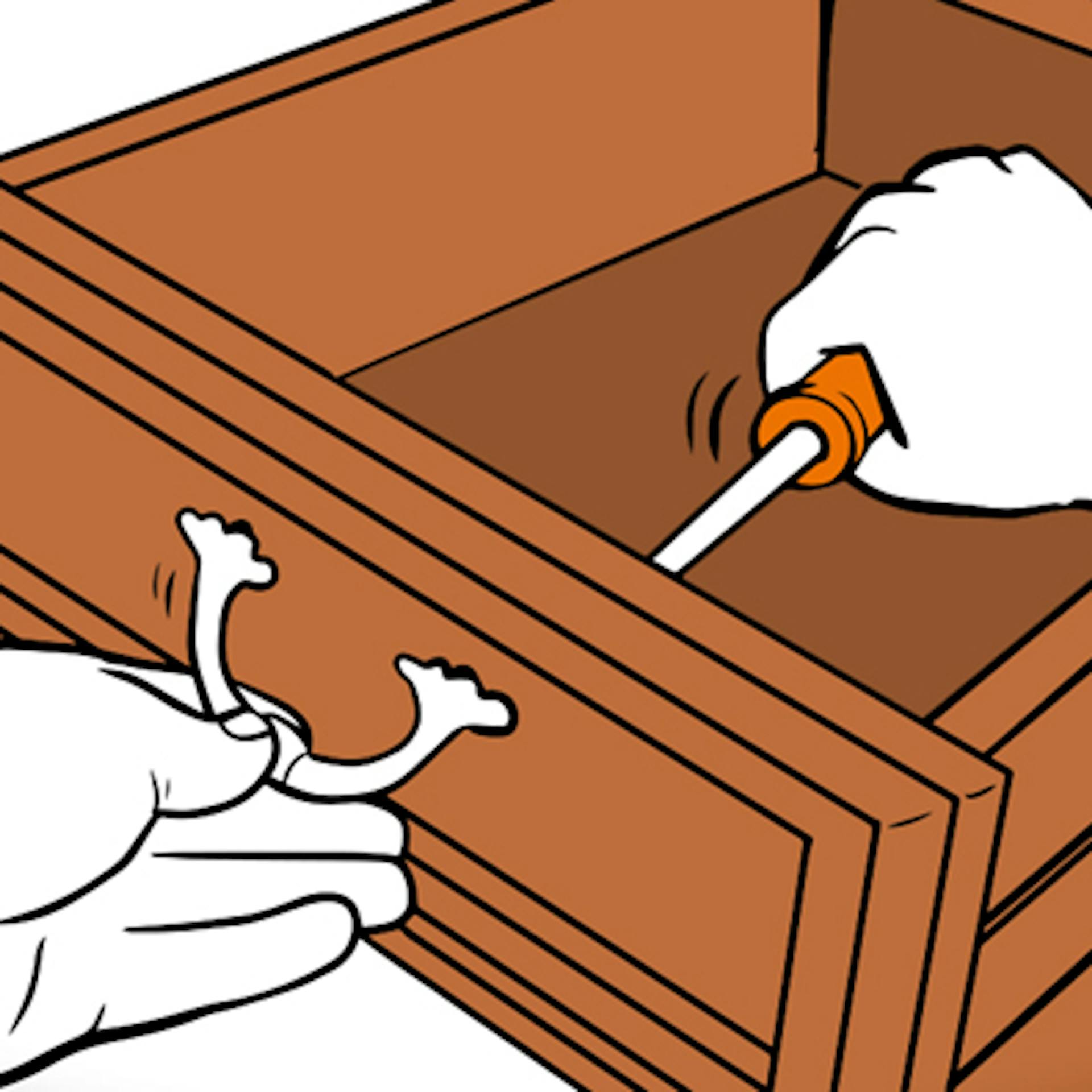 Beschläge werden von der Schublade abgeschraubt