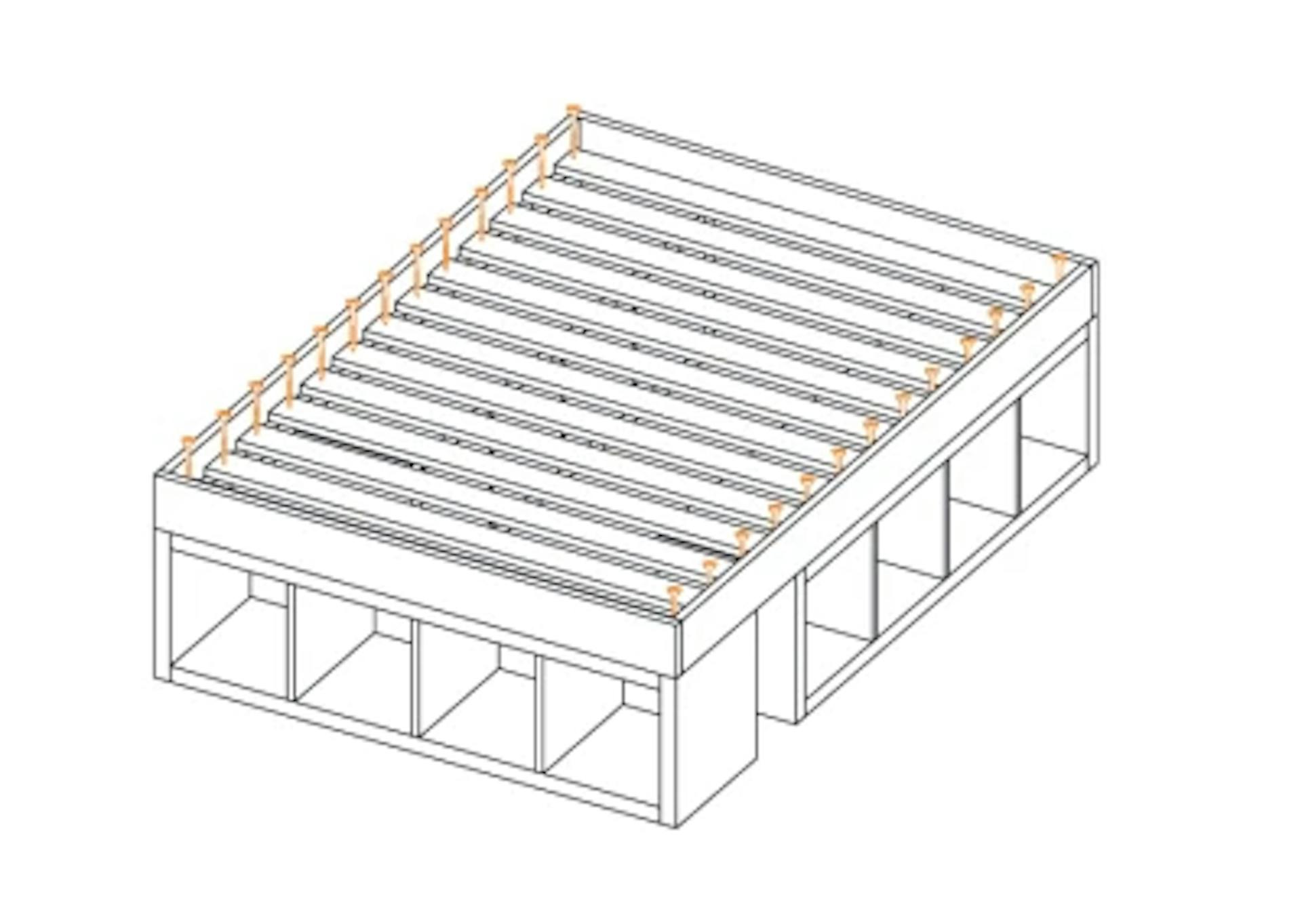 Skizzierte Anleitung vom Fixieren der Latten