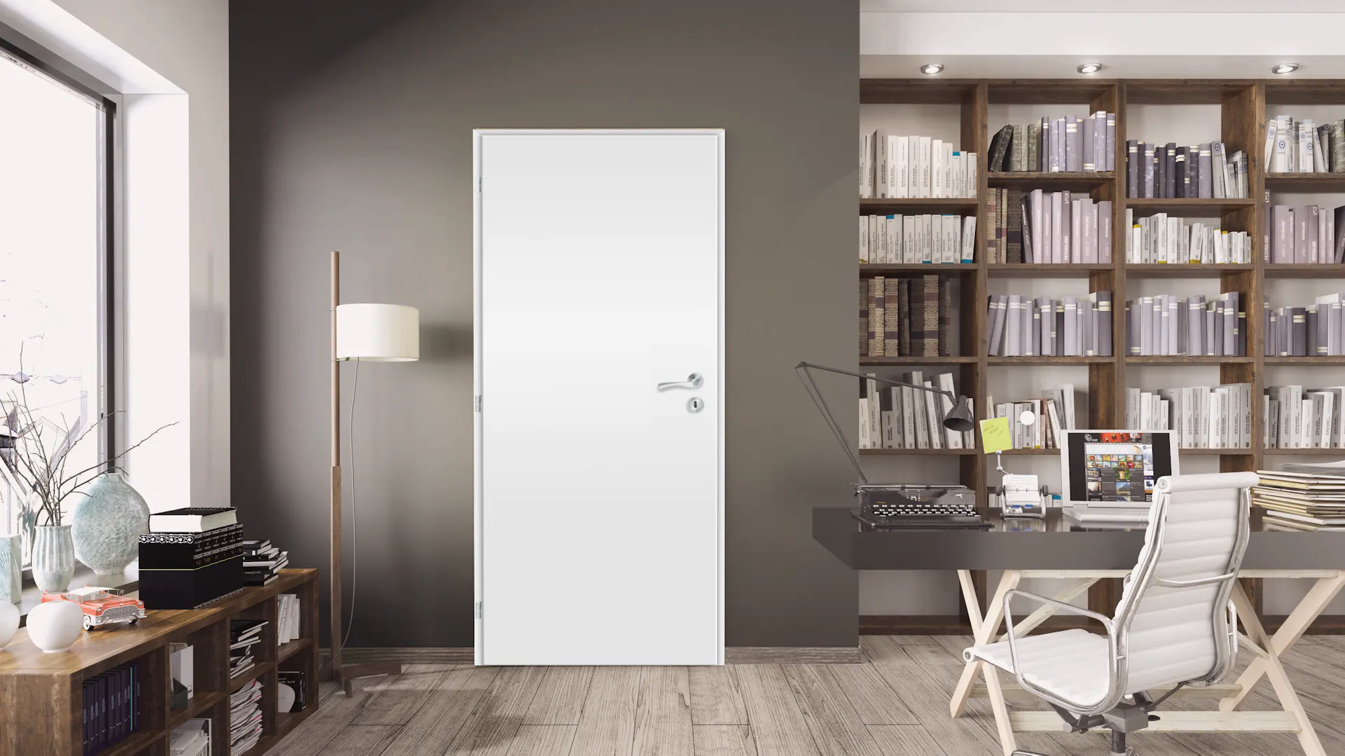elegante weiße Innentür im Wohnzimmer
