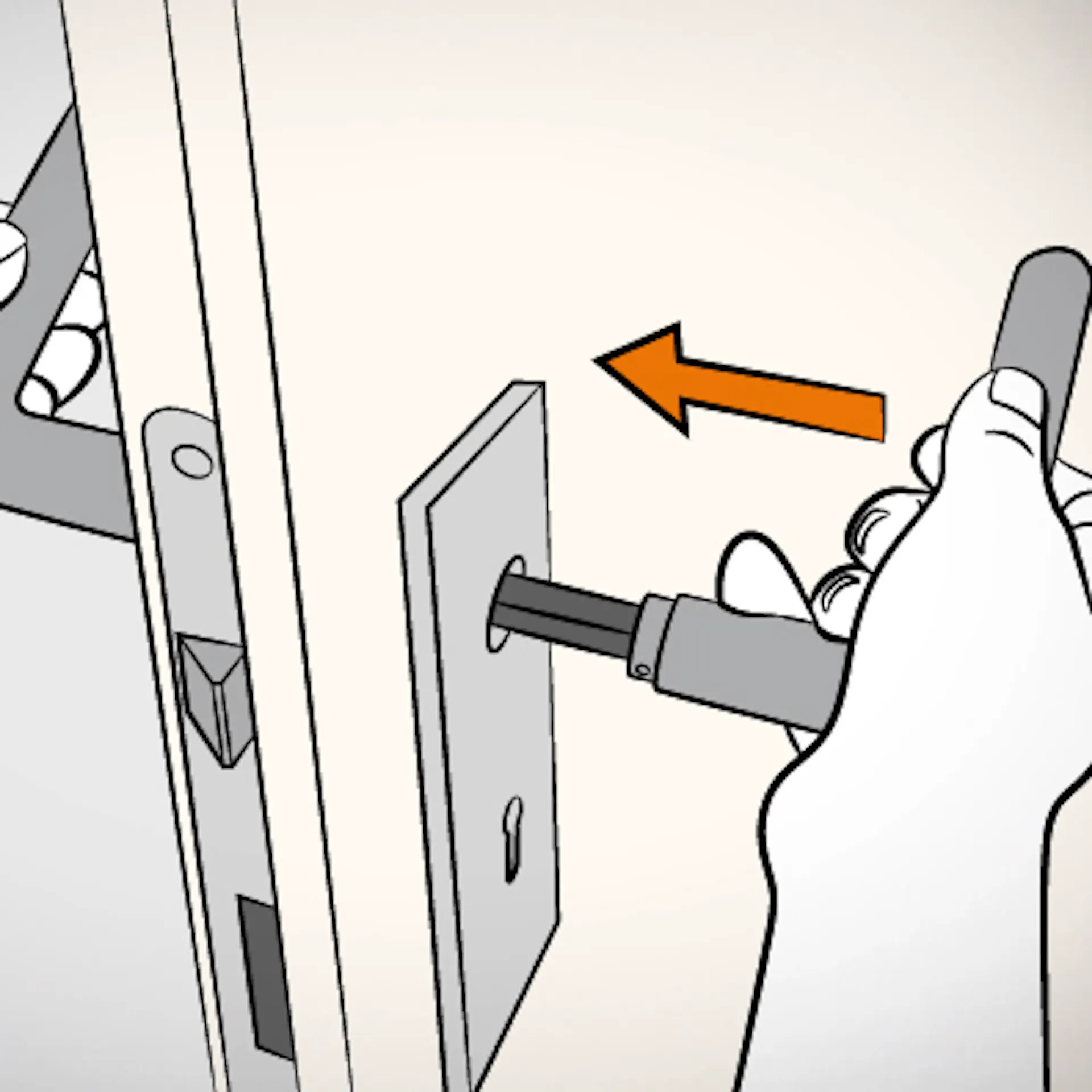 Montare gli infissi del telaio e la maniglia alla porta