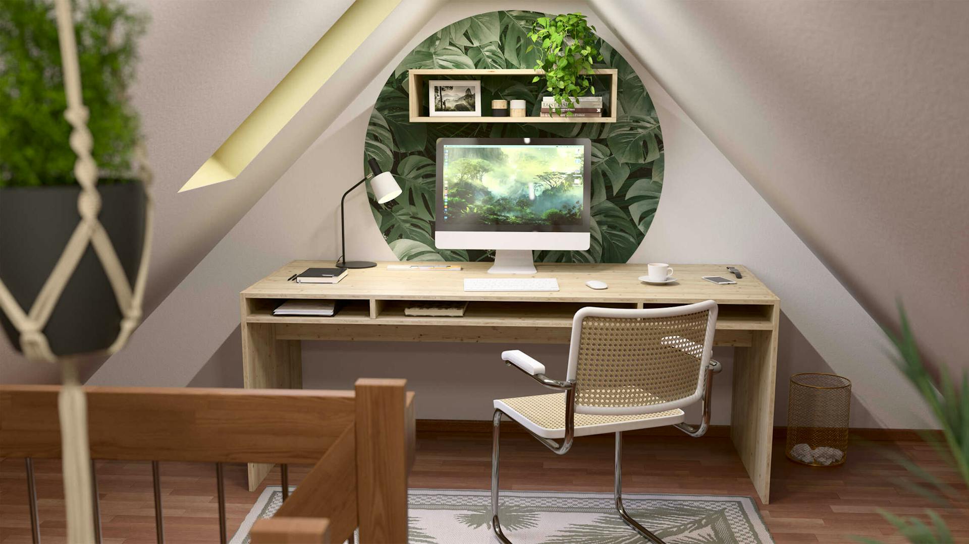 Ein Arbeitszimmer im Dachgeschoss