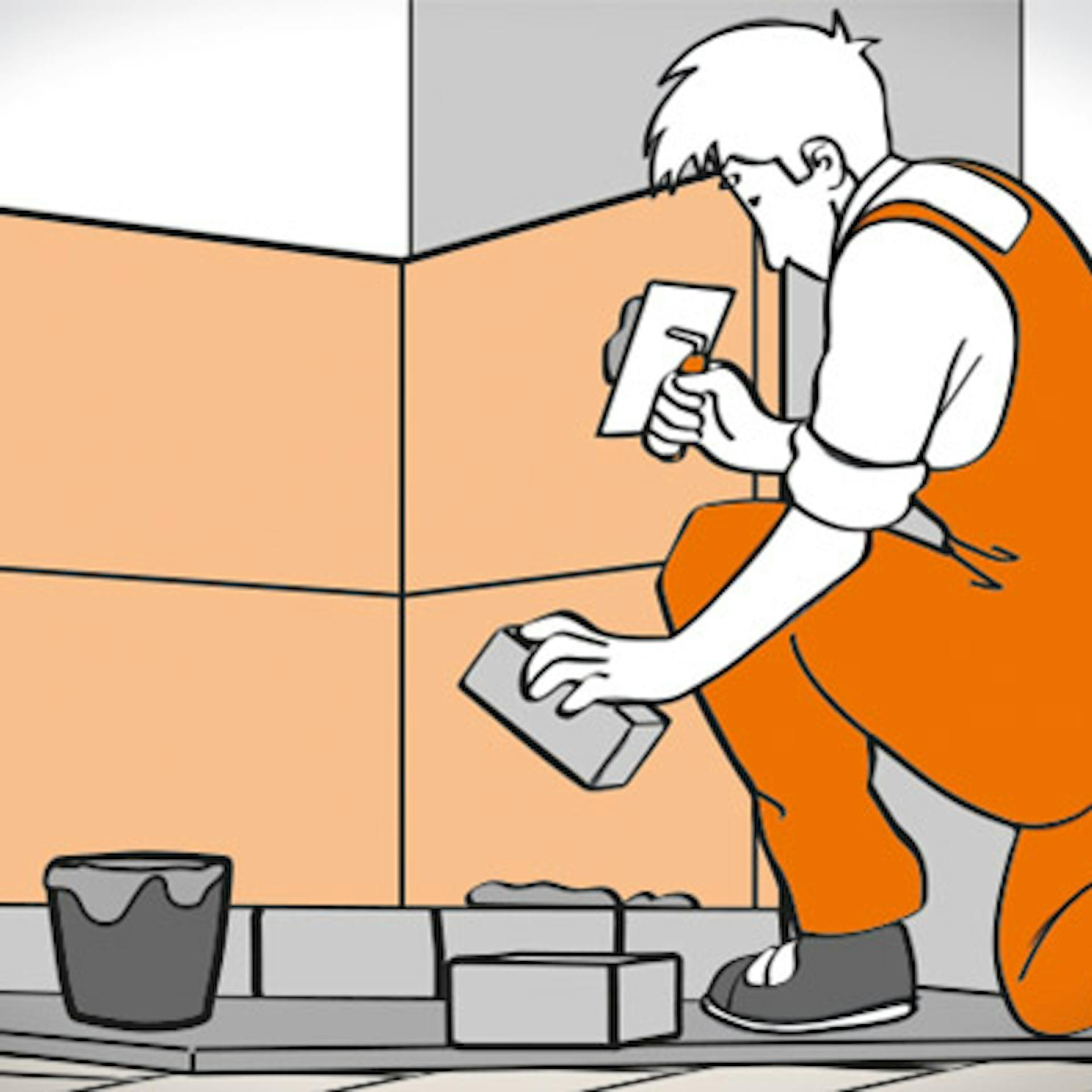 Pracovník muruje krbový podstavec