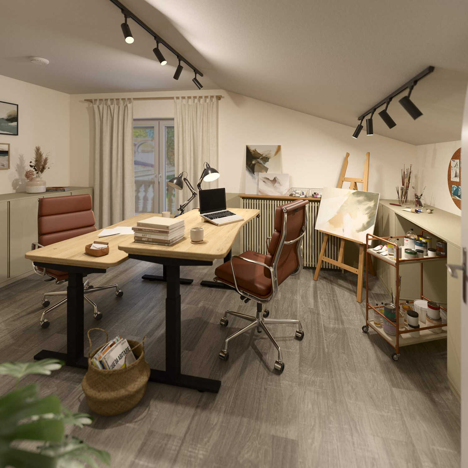 Ordentliches Doppel-Arbeitzimmer, nachher.