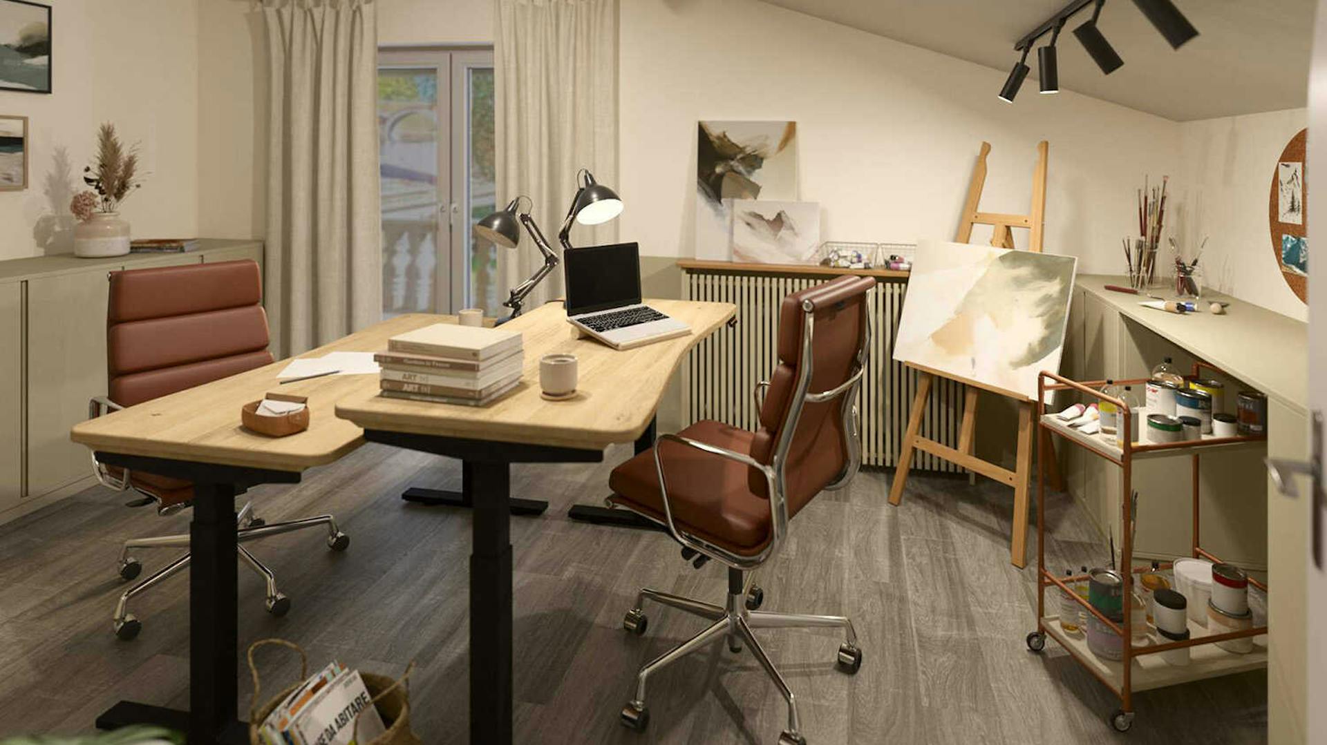 Ordentliches Doppel-Arbeitzimmer, nachher.