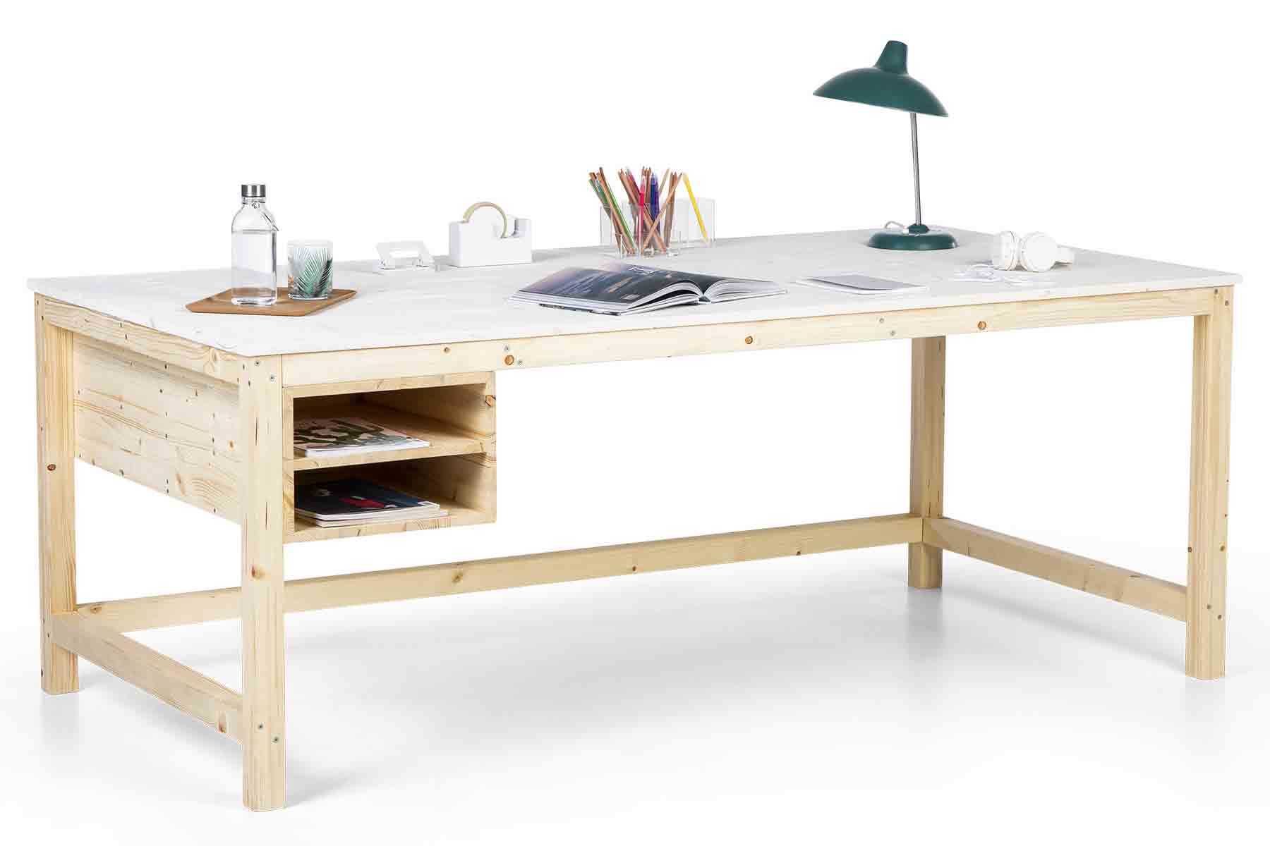 Schreibtisch Egon mit weißer Tischplatte