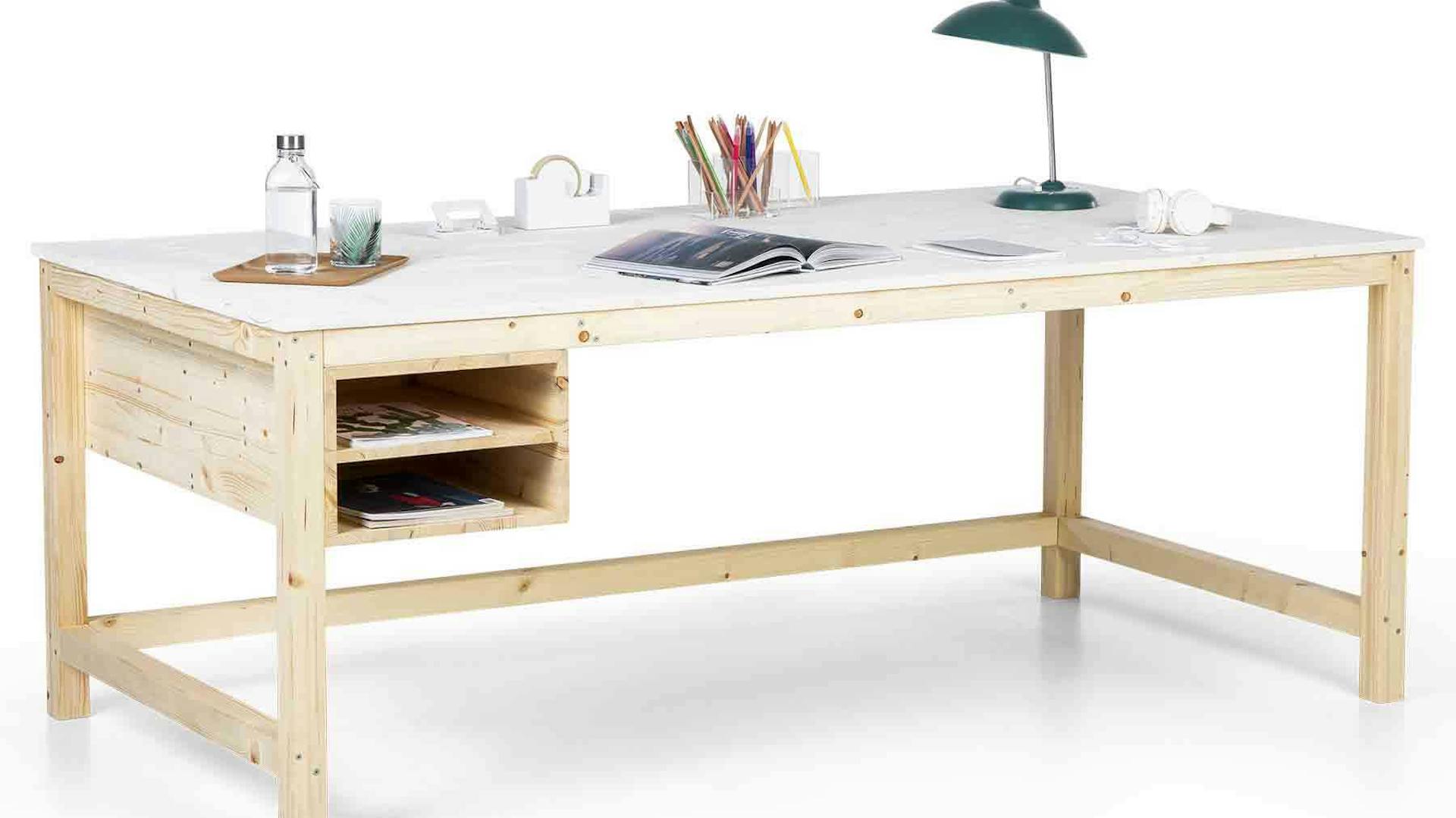 Schreibtisch Egon mit weißer Tischplatte