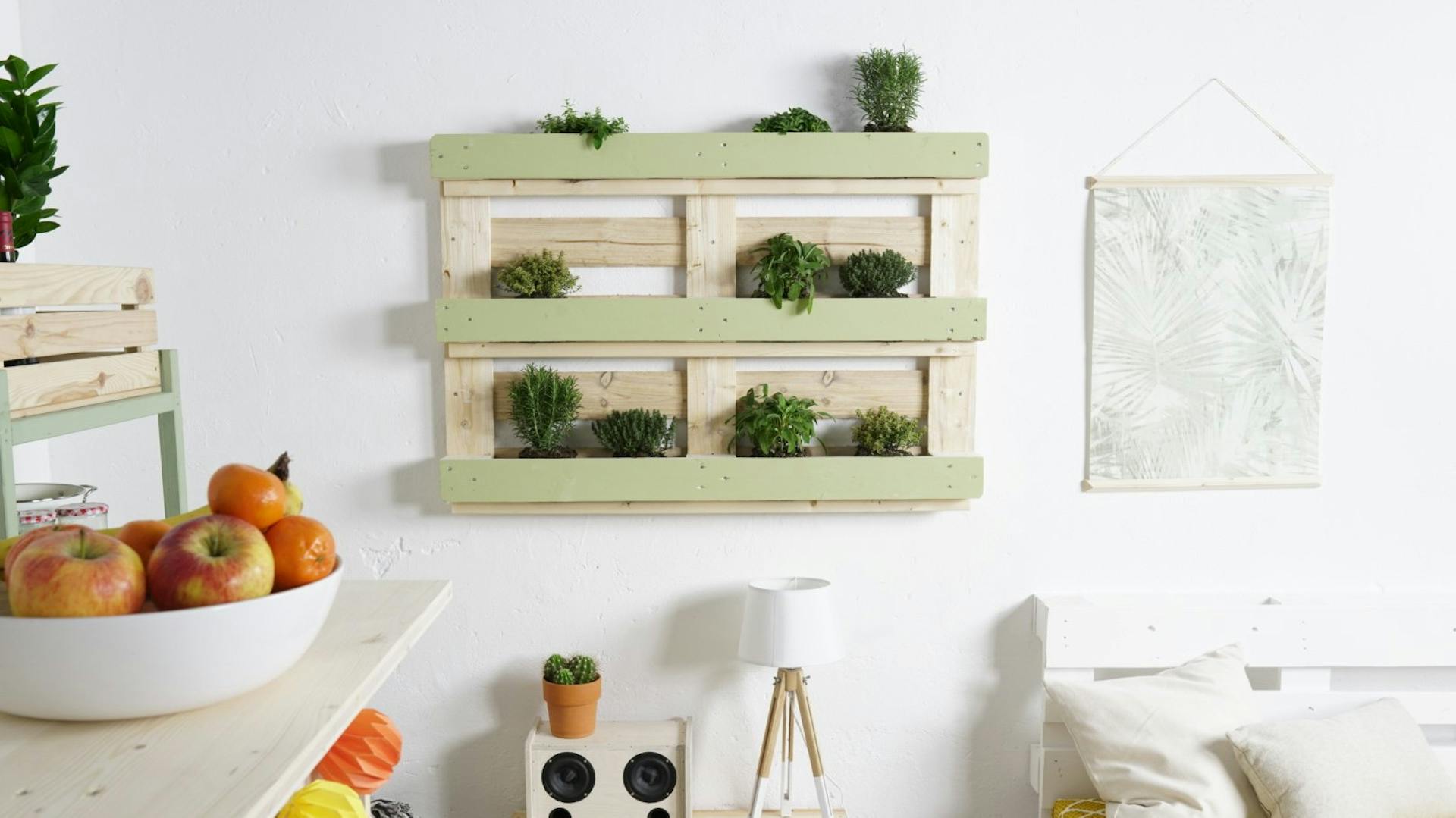 Regal aus Paletten für Pflanzen zum Aufhängen