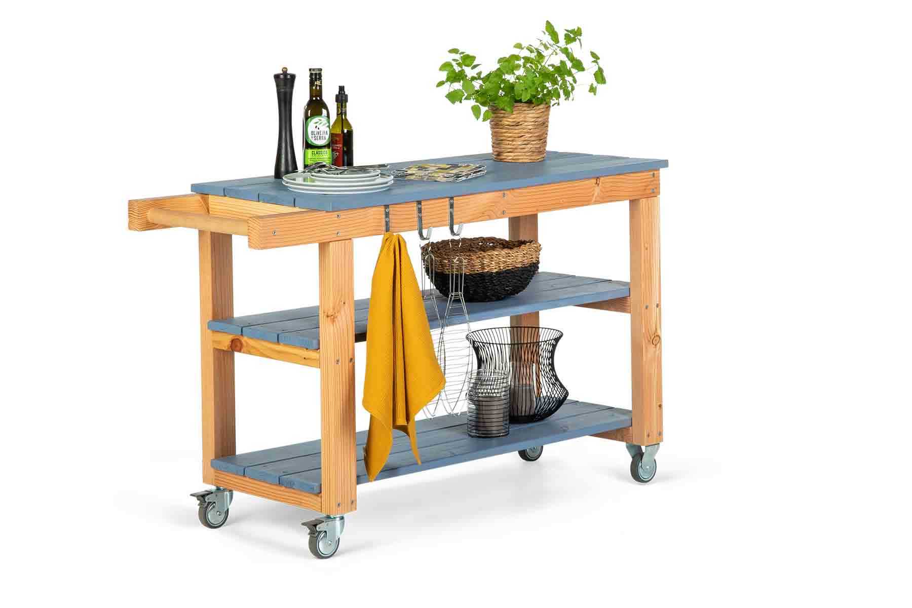 Servierwagen Sophie mit blauen Platten