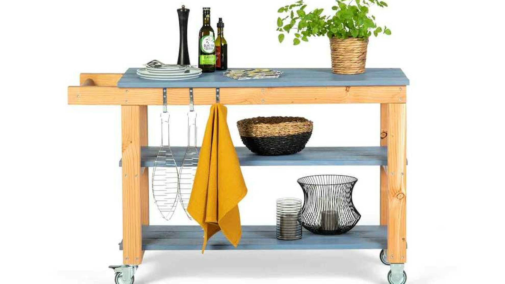 Servierwagen Sophie mit blauen Platten