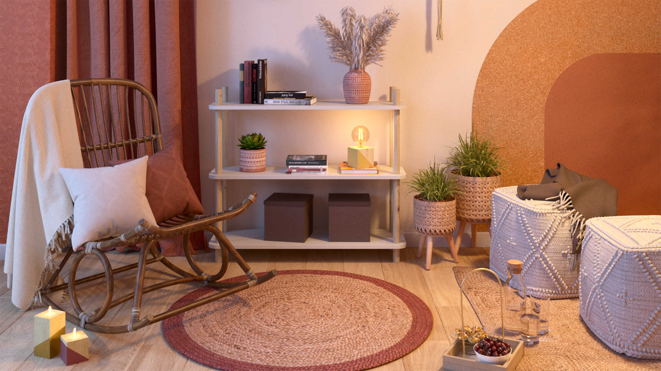 Wohnzimmer im Boho-Stil