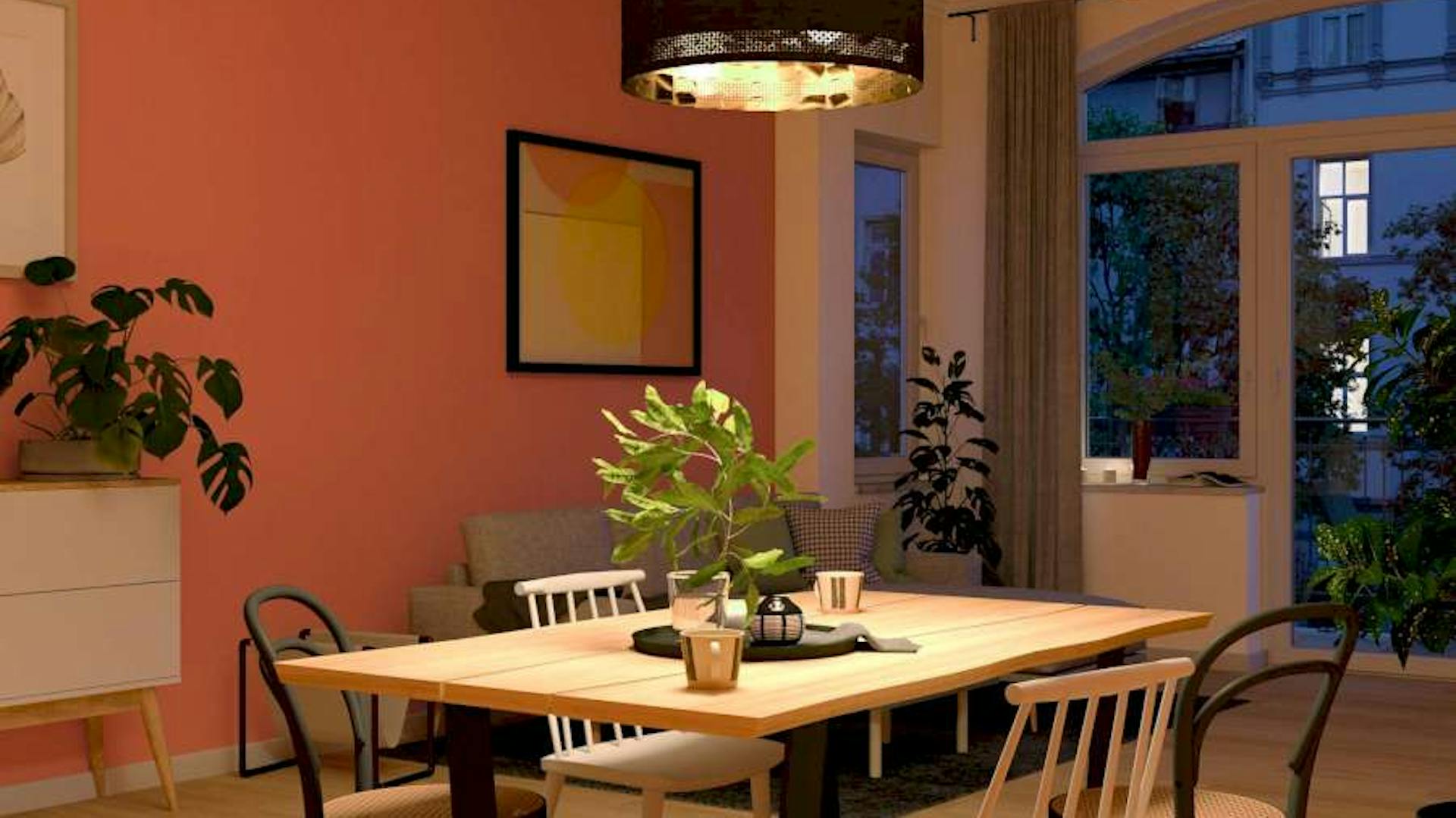 Innenbeleuchtung über dem Esstisch