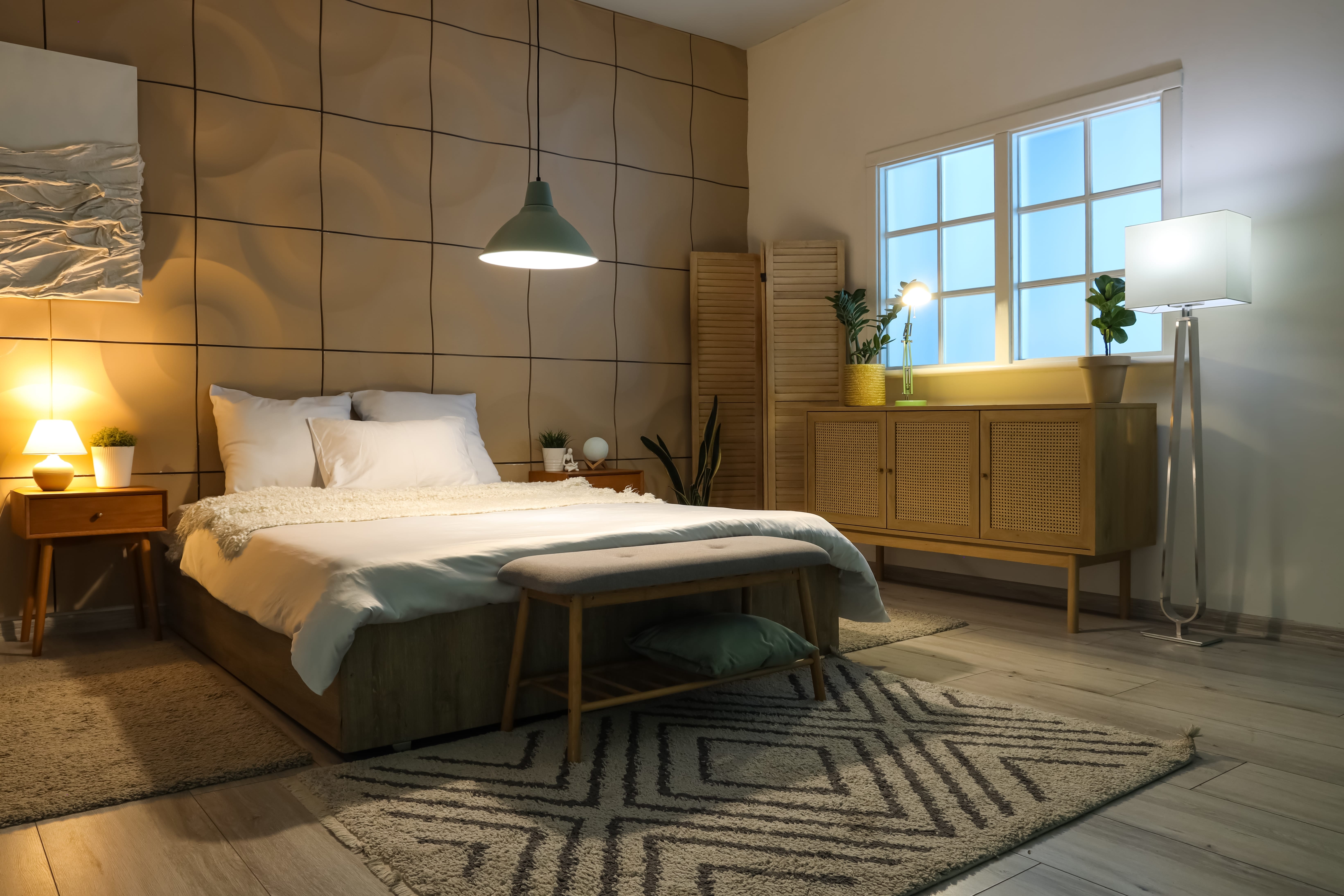 Schlafzimmer mit eleganter 3D-Tapete