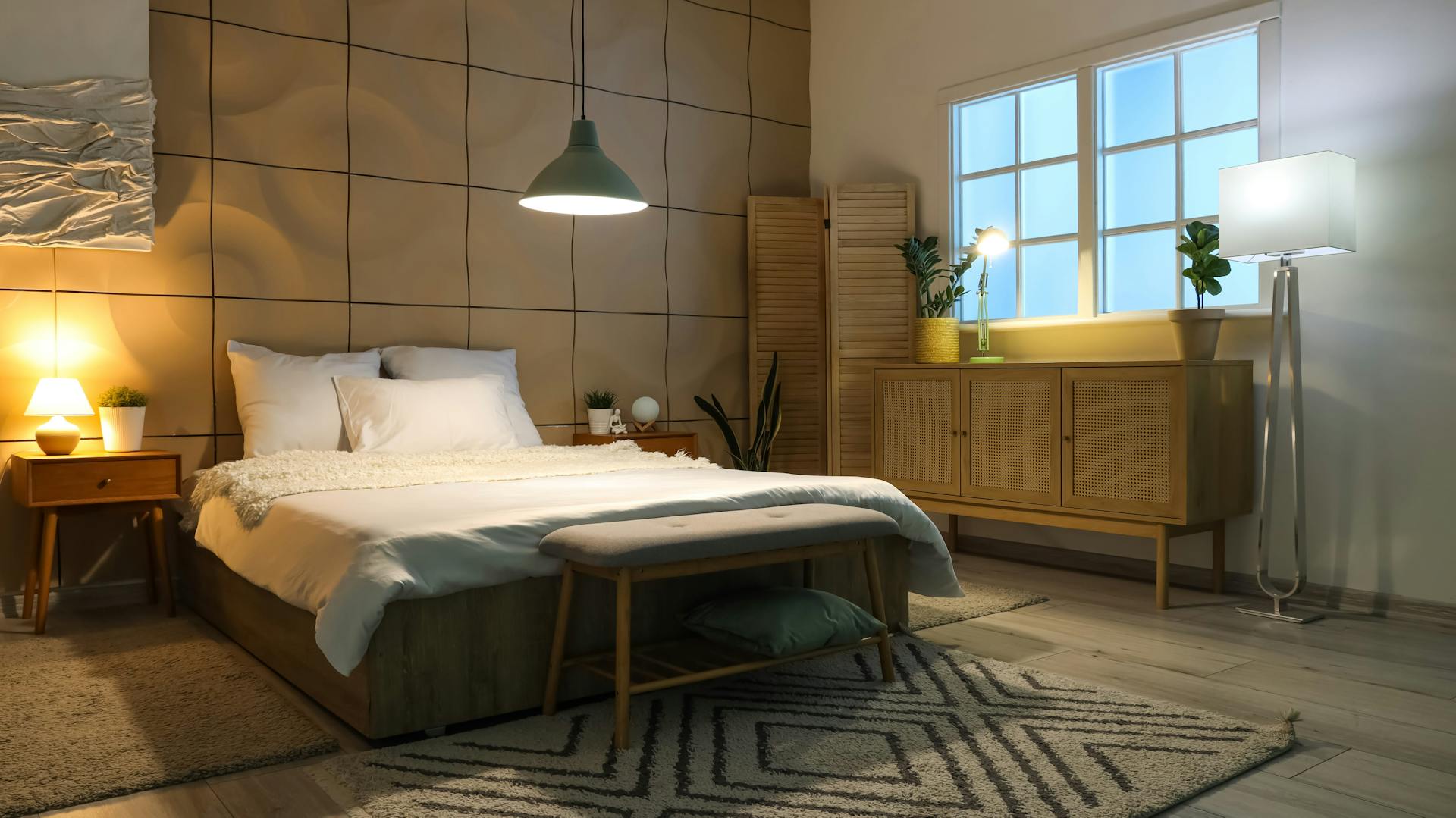 Schlafzimmer mit eleganter 3D-Tapete