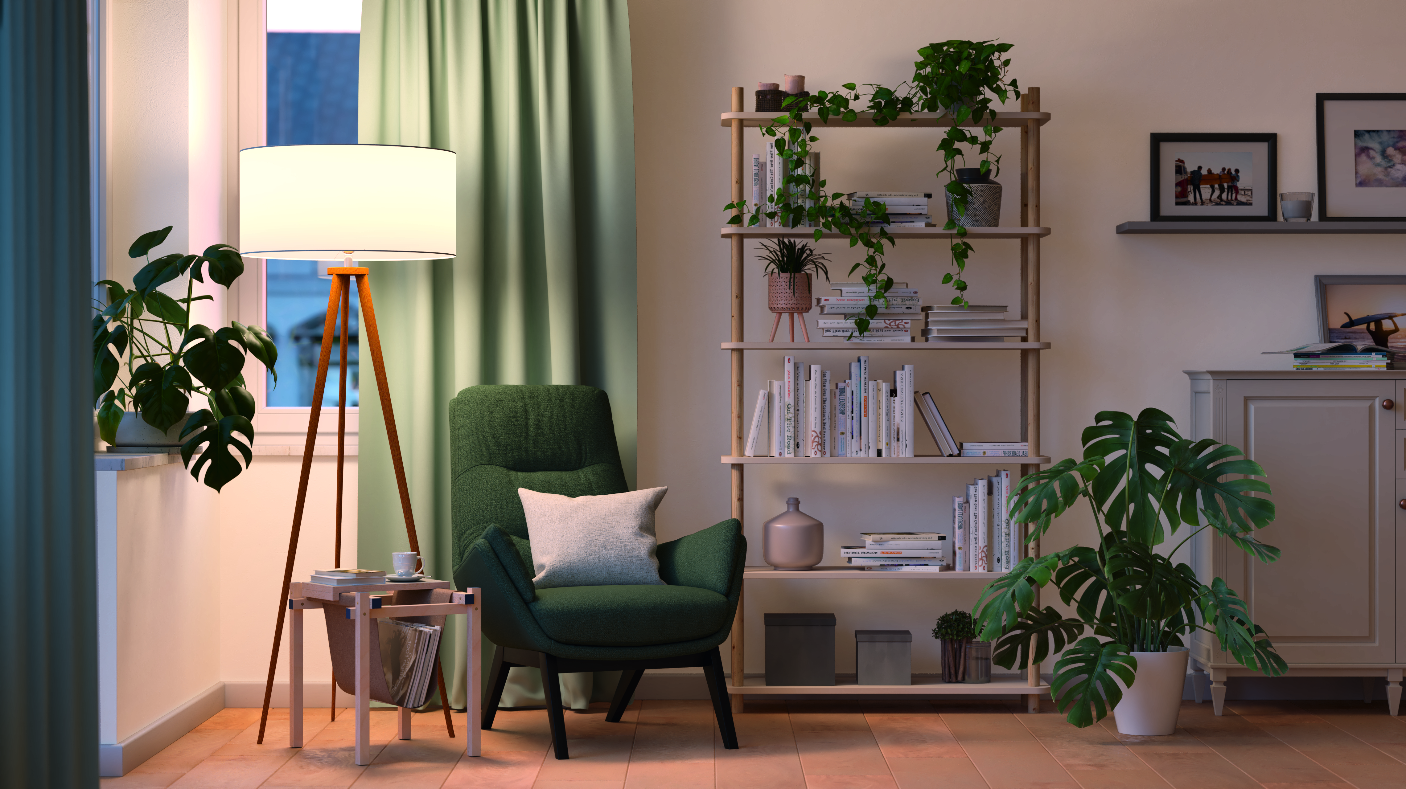 Sessel vor elfenbeinweißer Wand