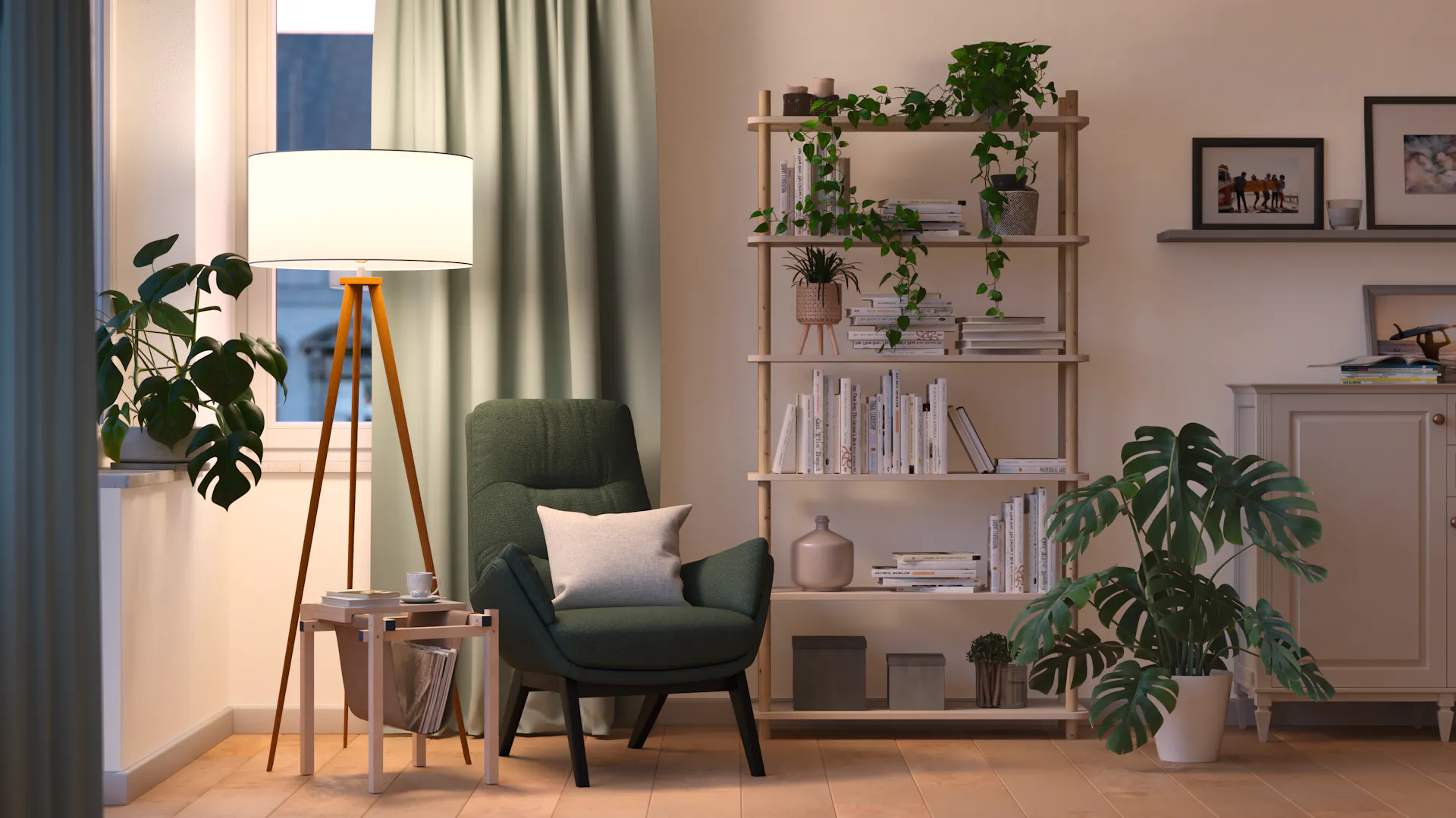 Sessel vor elfenbeinweißer Wand