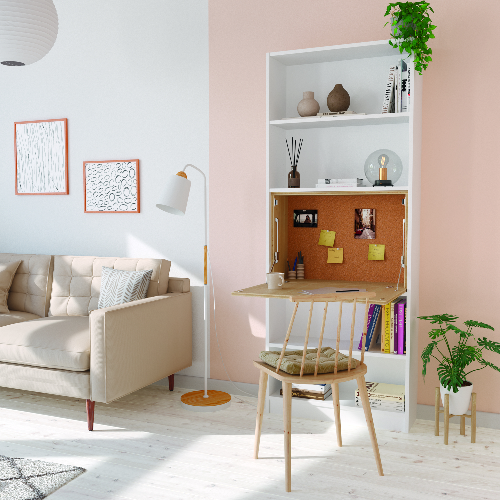 Wandgestaltung in Sandbeige