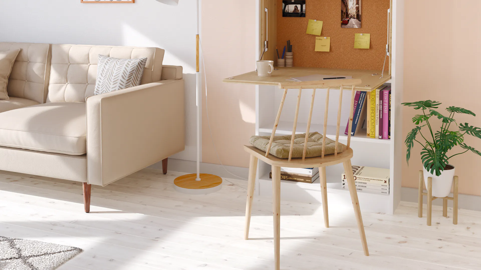 Wandgestaltung in Sandbeige