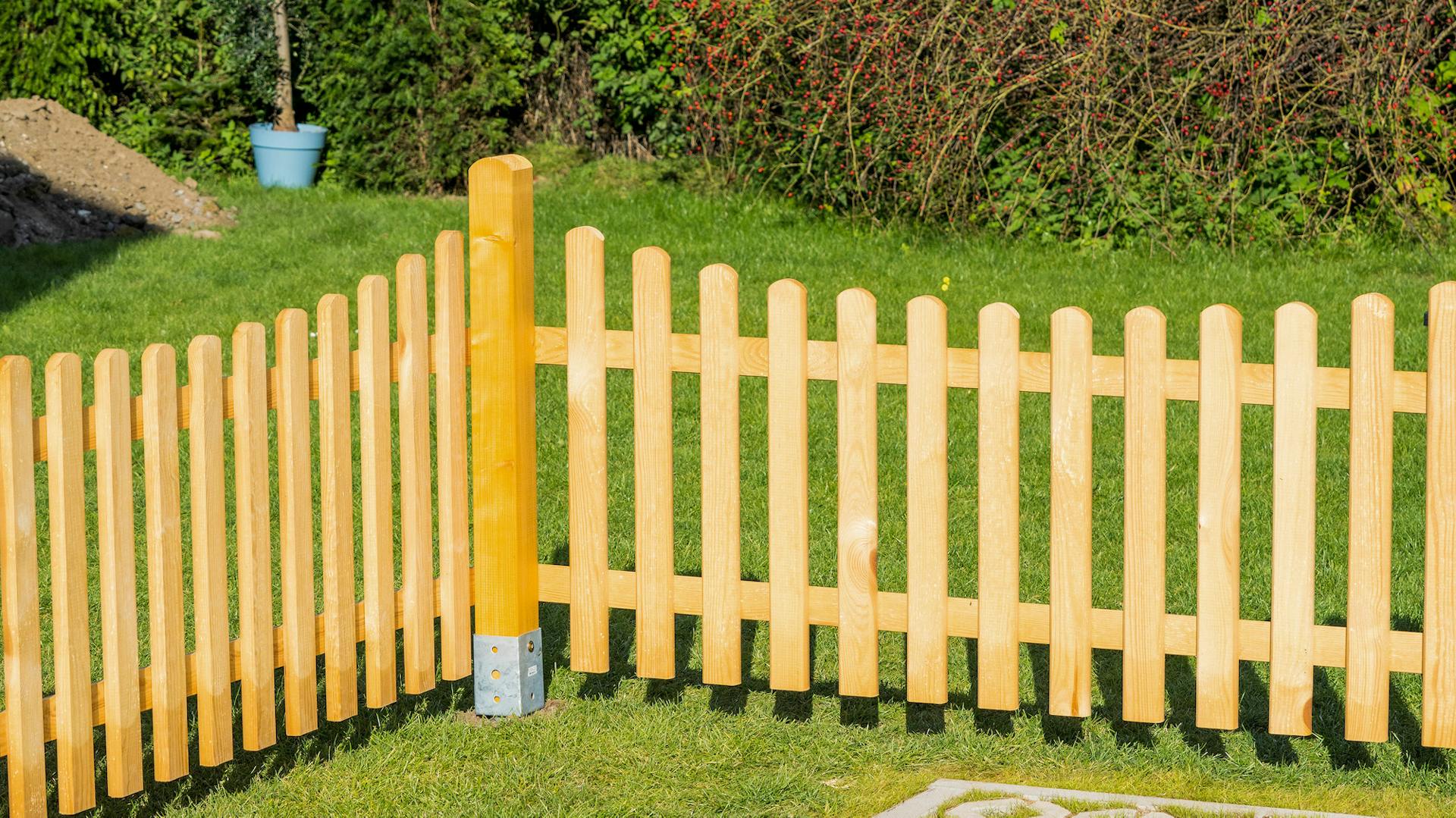 Lattenzaun auf einer Wiese