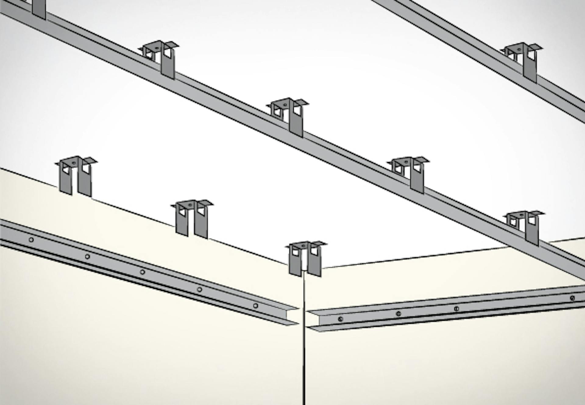 Illustration einer Grundlattung an der Decke