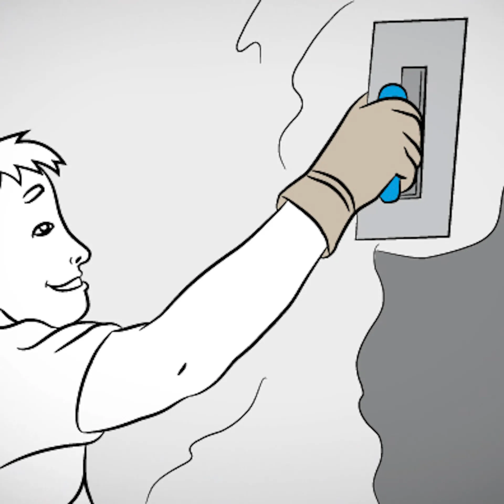 Heimwerker trägt Putz auf Außenwand auf.