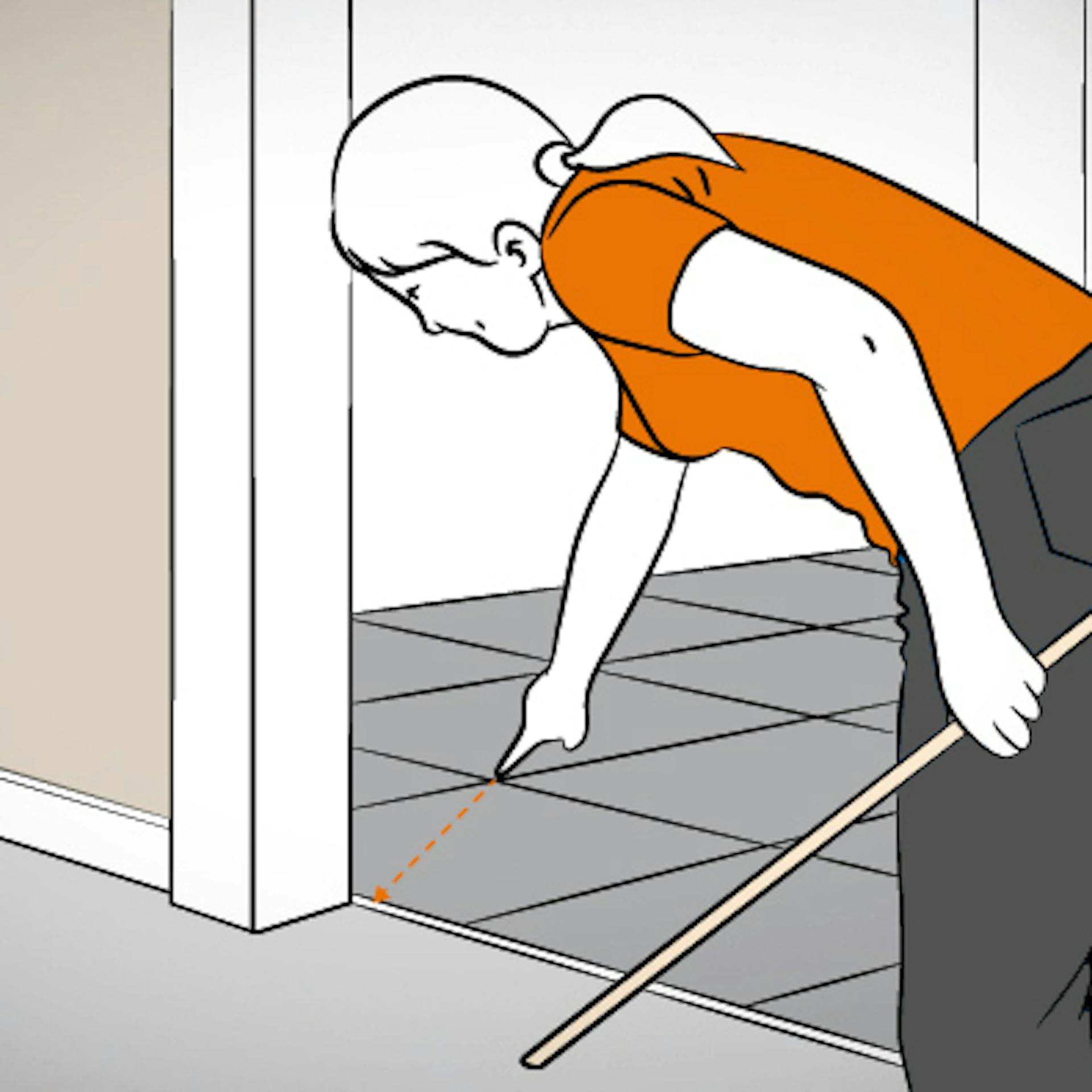 Person mit Zollstock zeigt auf Übergang