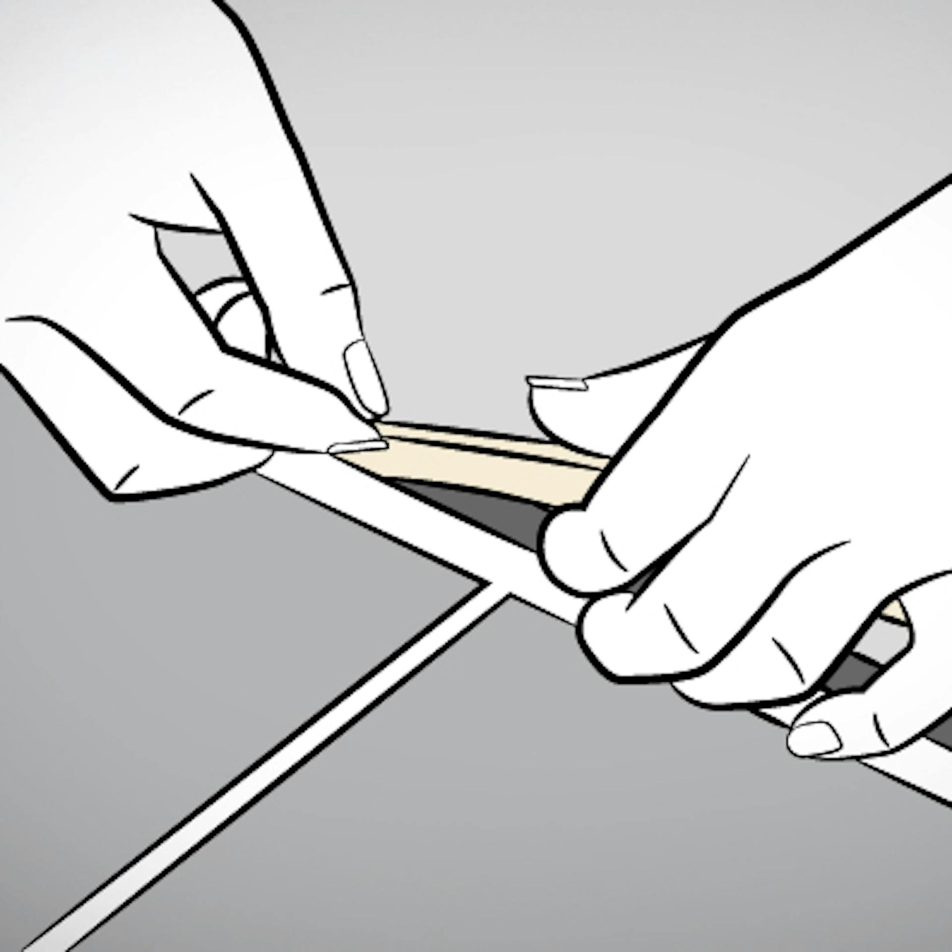 Hände mit Dehnungsprofil auf Fuge