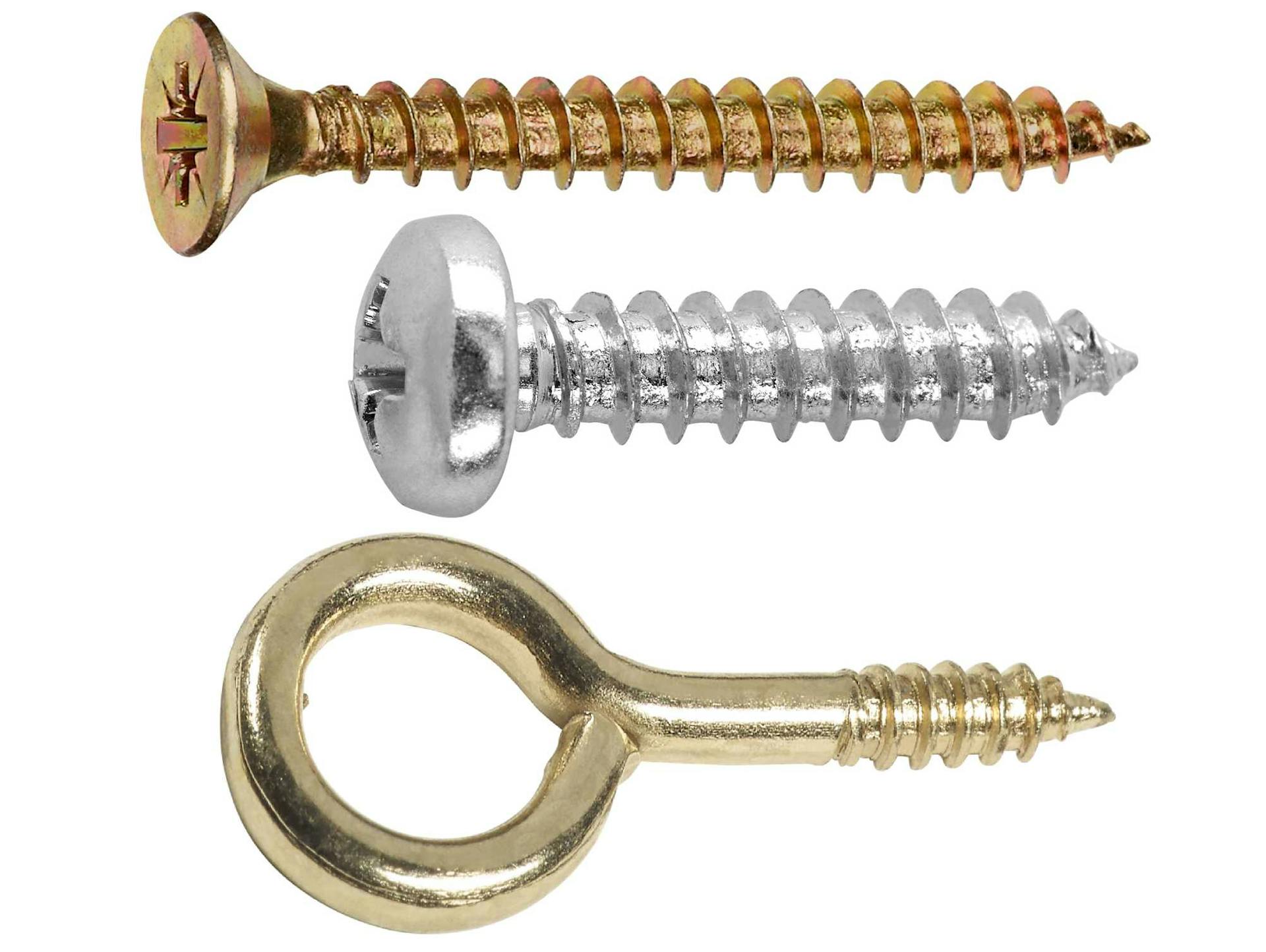 Senkkopf-, Linsenkopf- und Ringkopfschraube