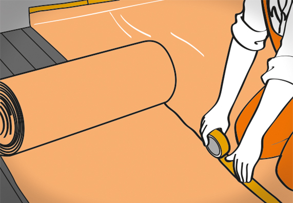 Kezek ragasztószalaggal egy párazáró fólián