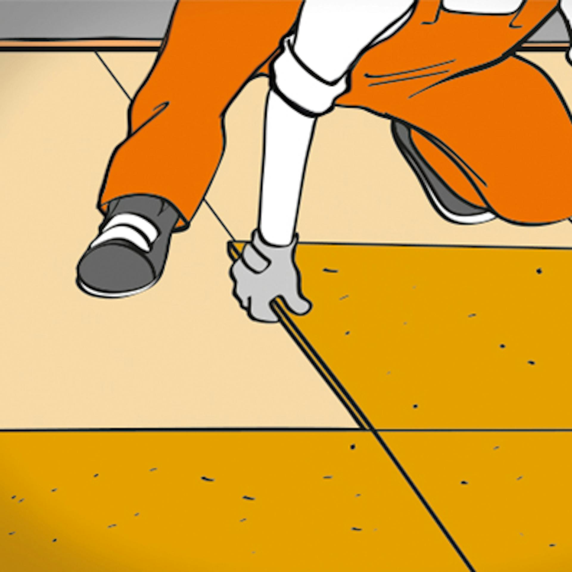 Mann mit OSB-Platte auf Boden