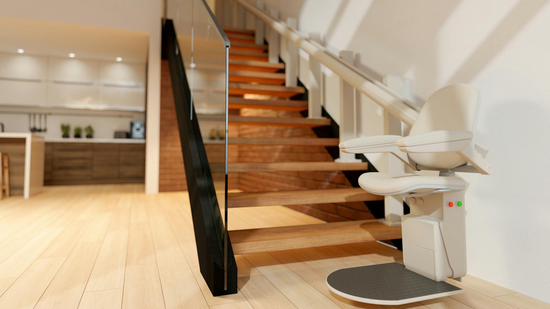 Lépcsőlift egy lépcsőnél