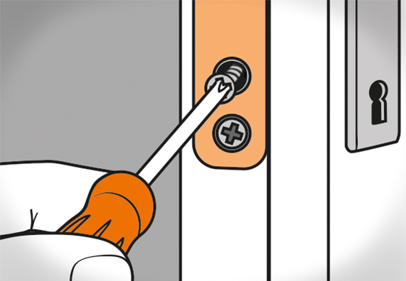 Csavarhúzóval meg vannak lazítva az állítócsavarok az ajtózáron.