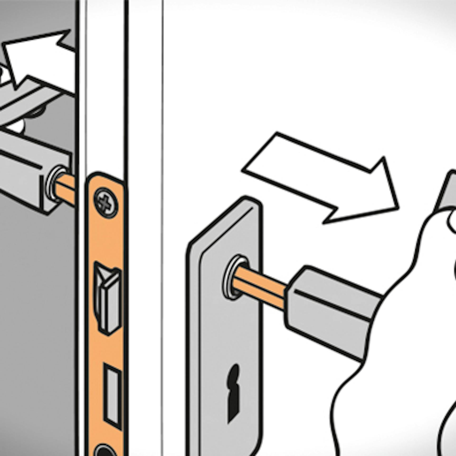 Az ajtókilincsek eltávolítása az ajtózárból.