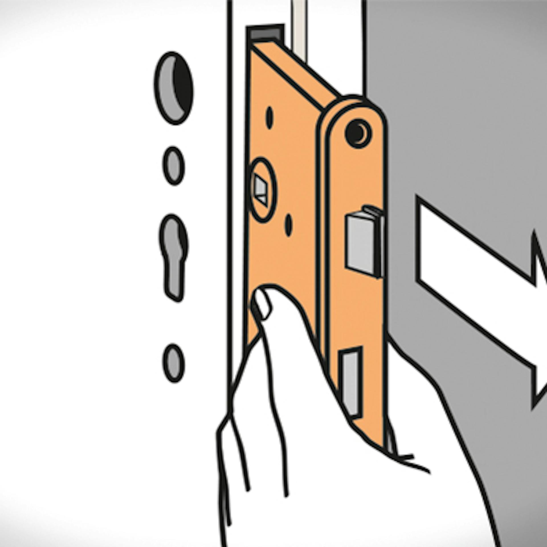 A bevésőzár az ajtózár cseréjekor eltávolításra kerül.