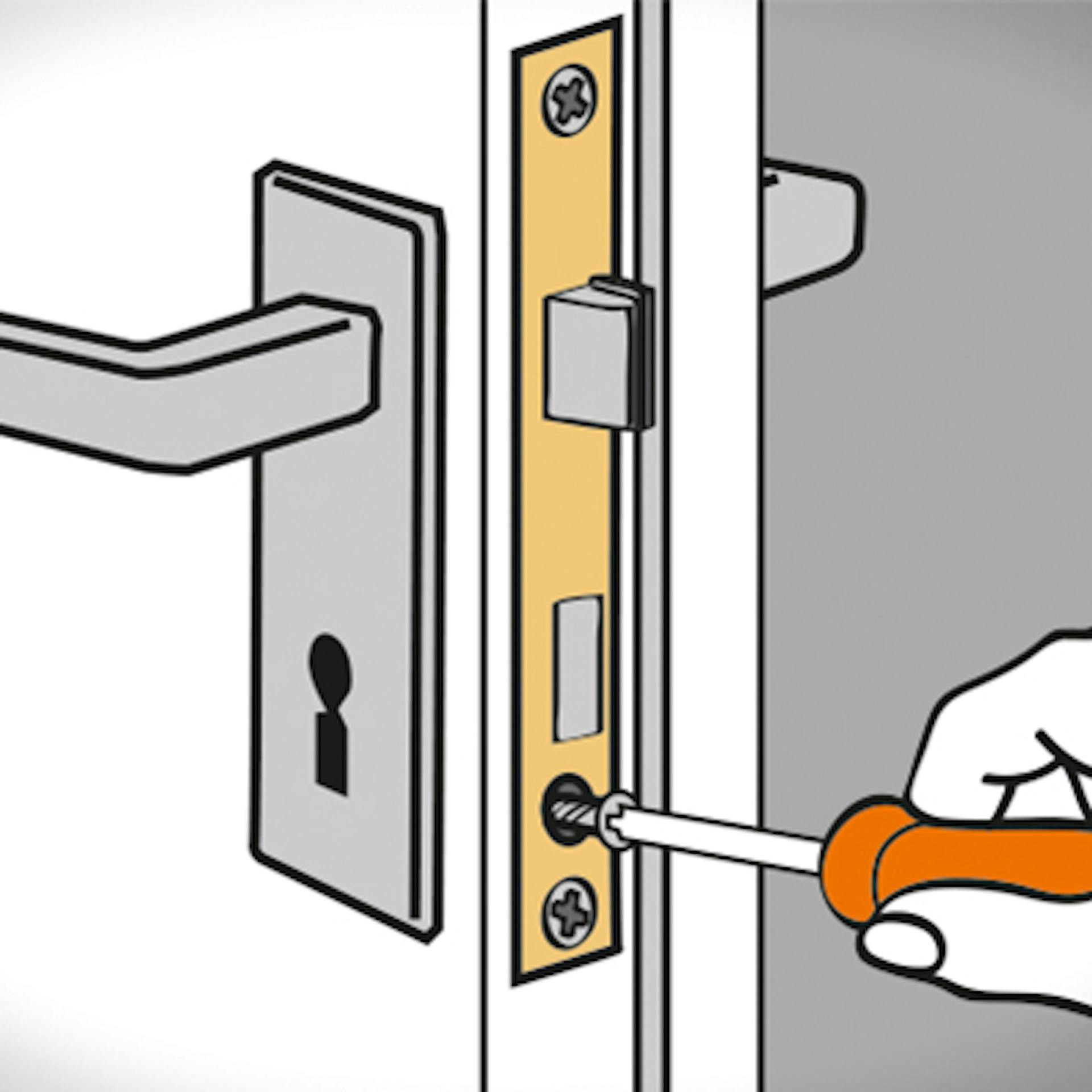 Az ajtózár állítócsavarját megszorítják.