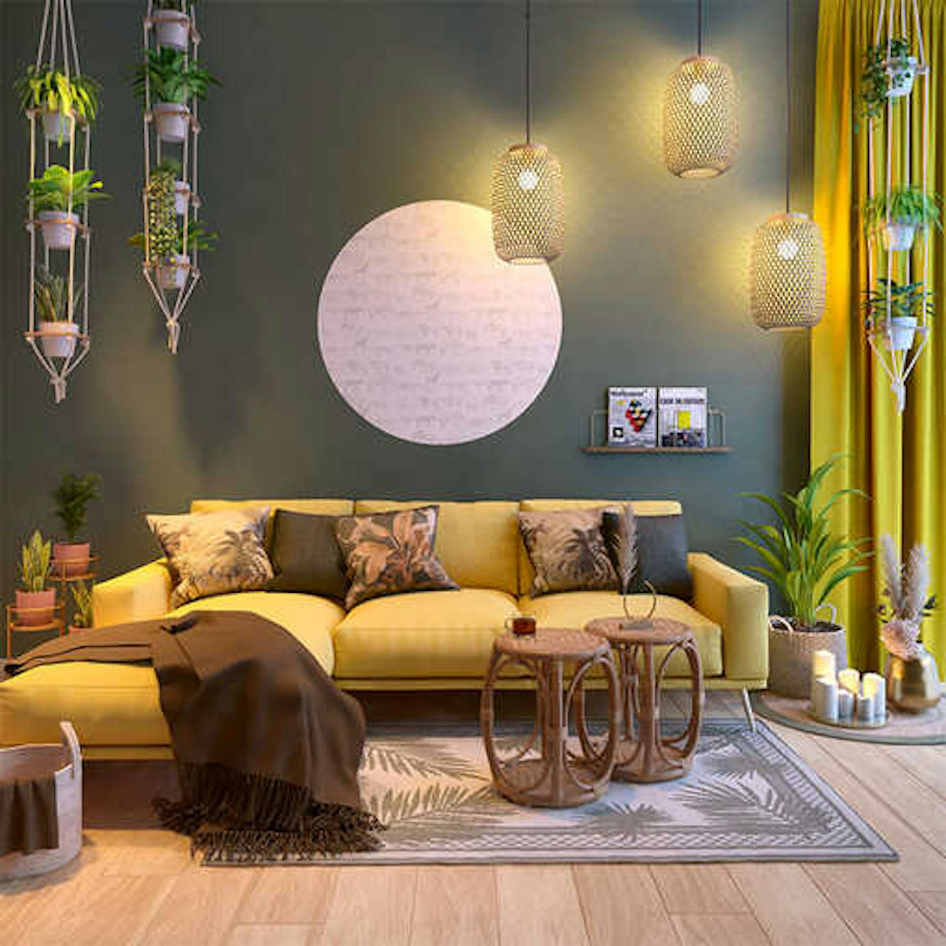 Wohnzimmer im Jungle-Stil