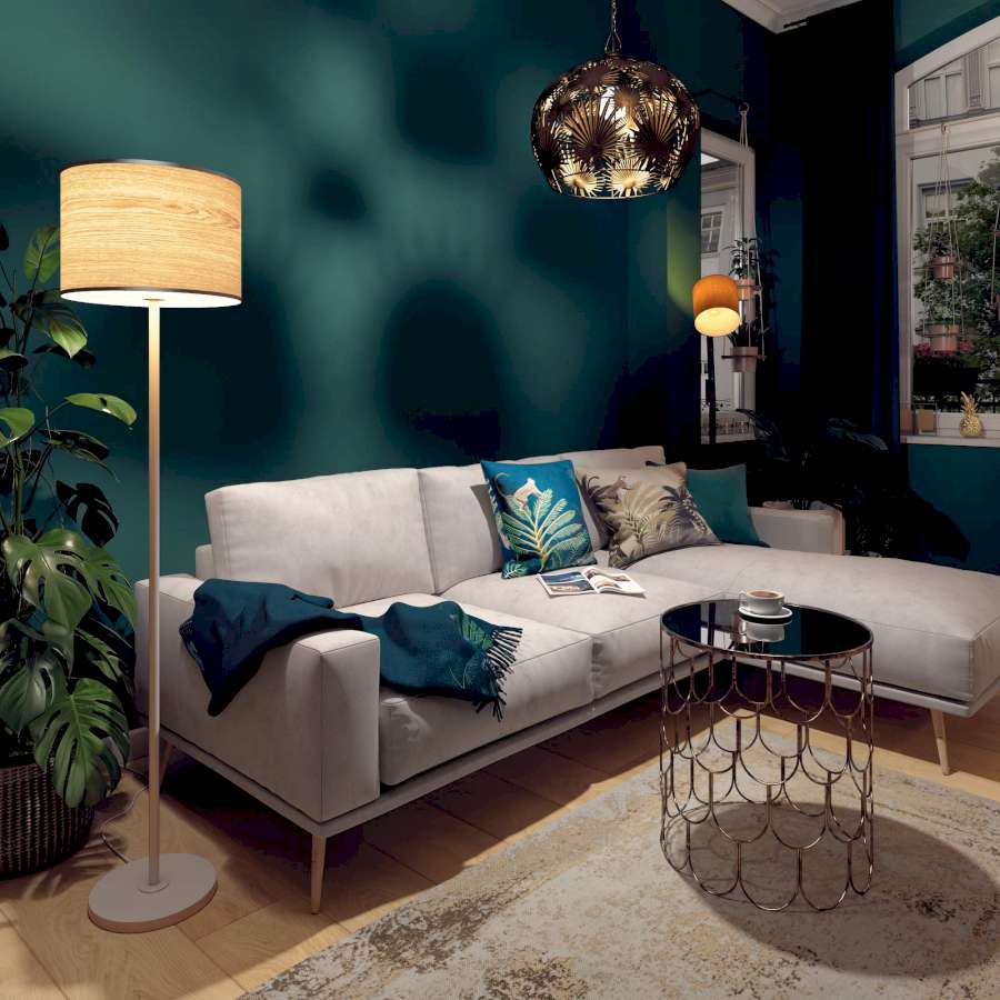 Wohnzimmer mit atmosphärischer Beleuchtung