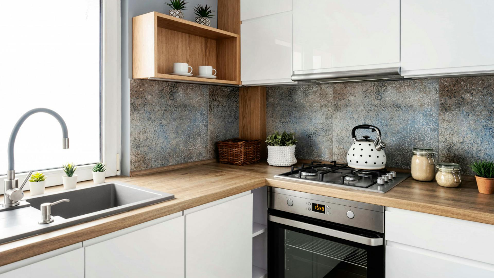 Moderne Küchenzeile in L-Form