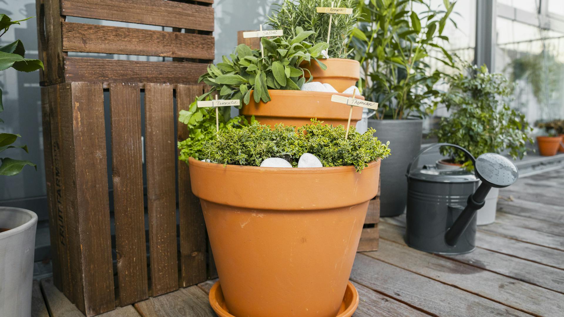 Kräuterturm auf Balkon