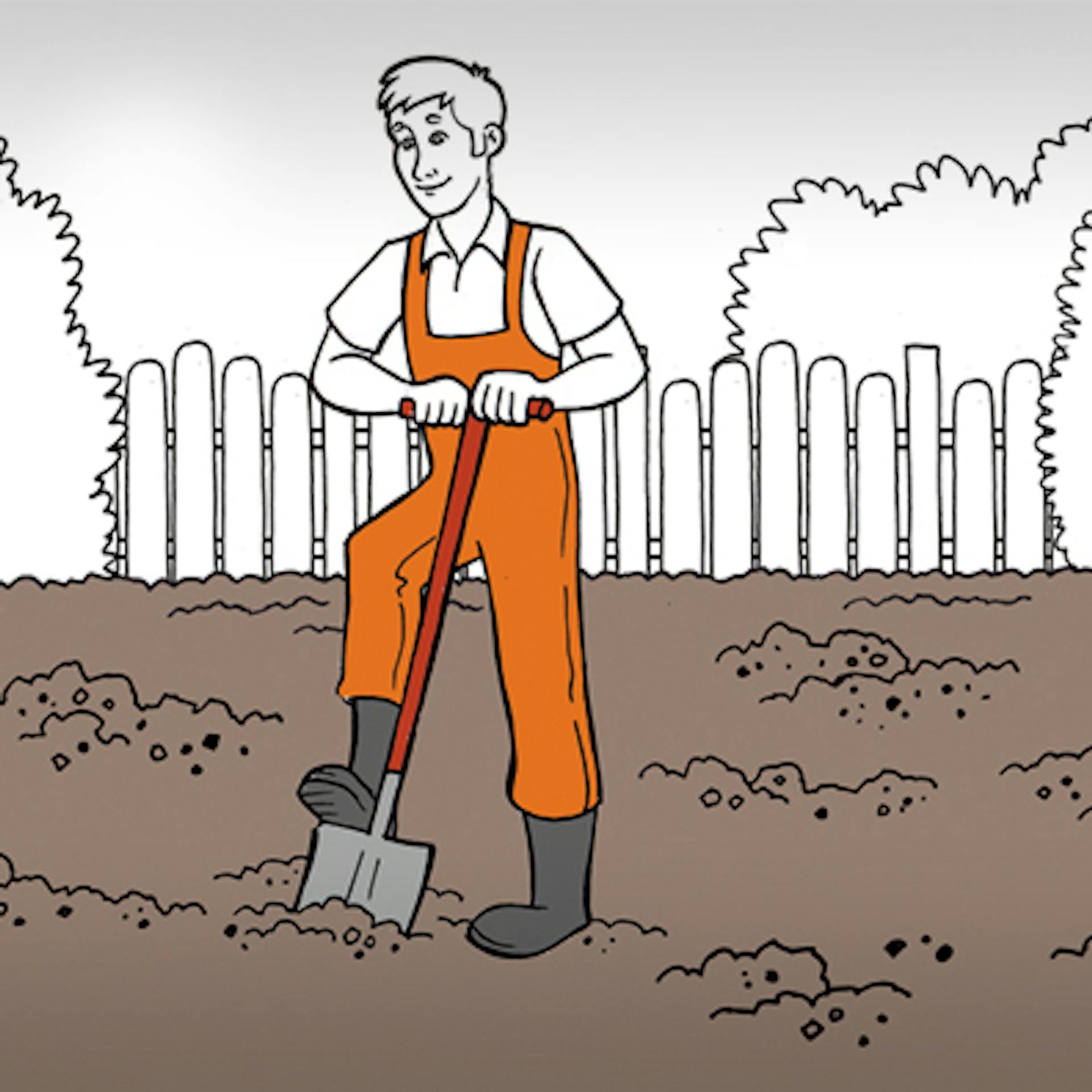 Ásóval ássák fel a földet a leendő gyephez.