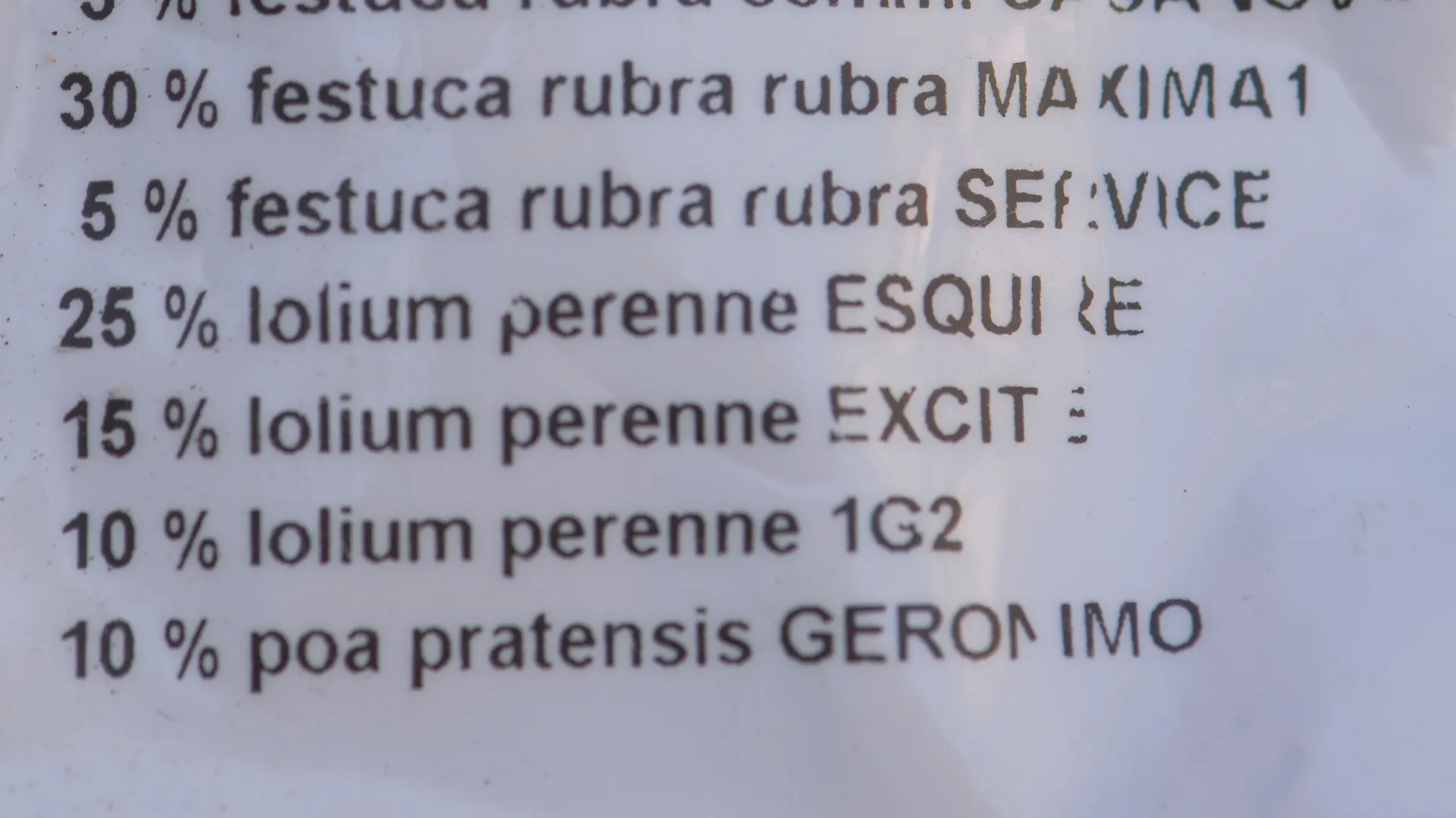 Információk egy fűmag csomagolásáról
