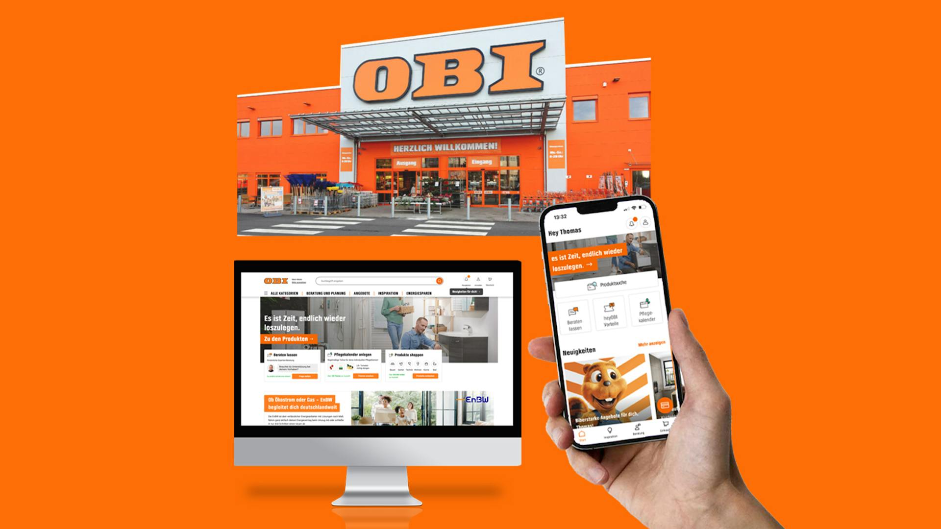 Collage OBI Markt, heyOBI, OBI Startseite