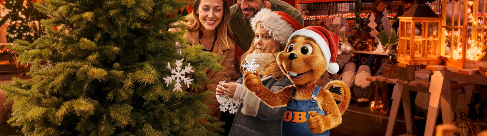 familie im obi Weihnachtsmarkt