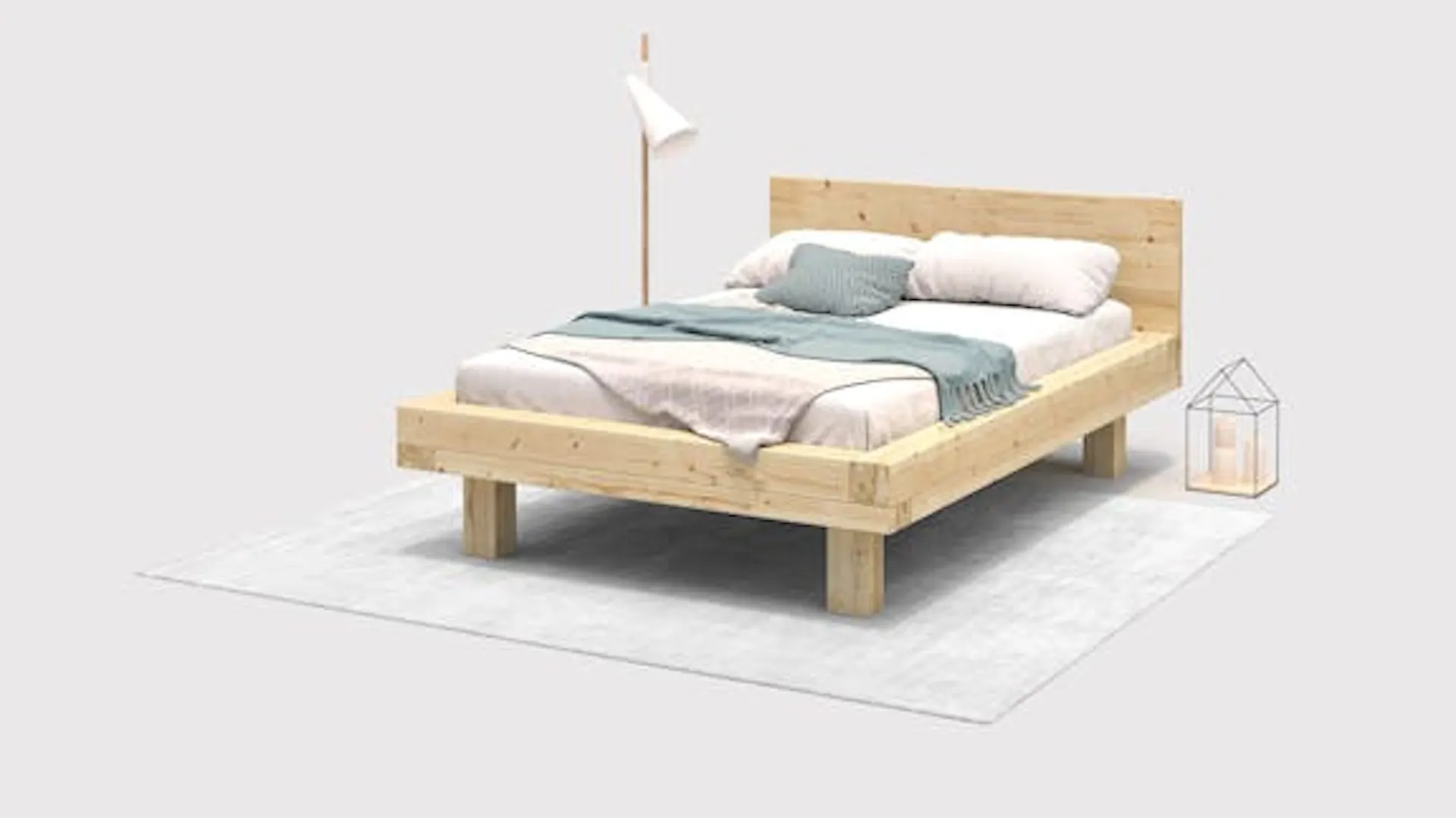 DIY łóżko drewniane dwuosobowe do sypialni