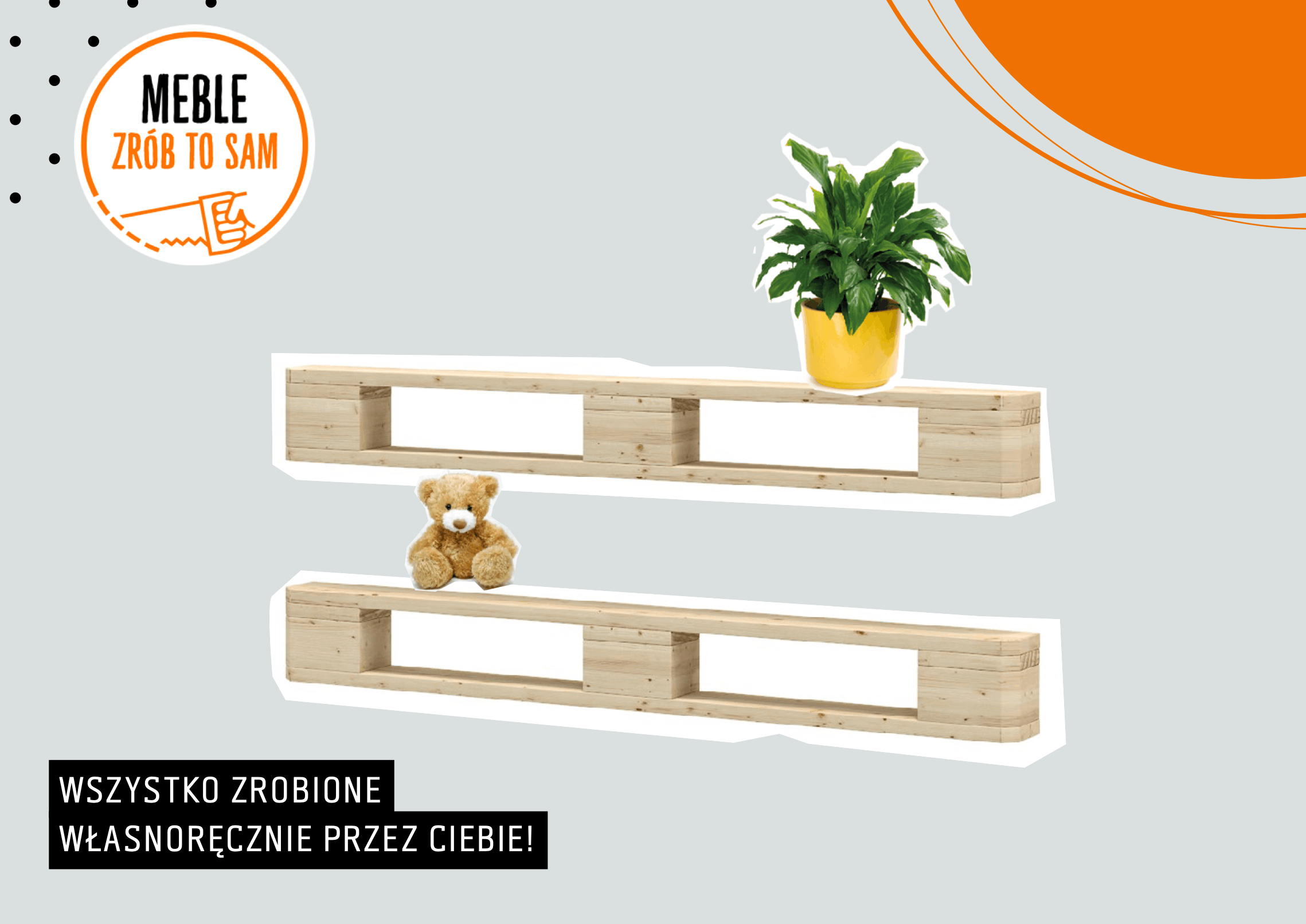 Dwie oryginalne półki drewniane wiszą na ścianie