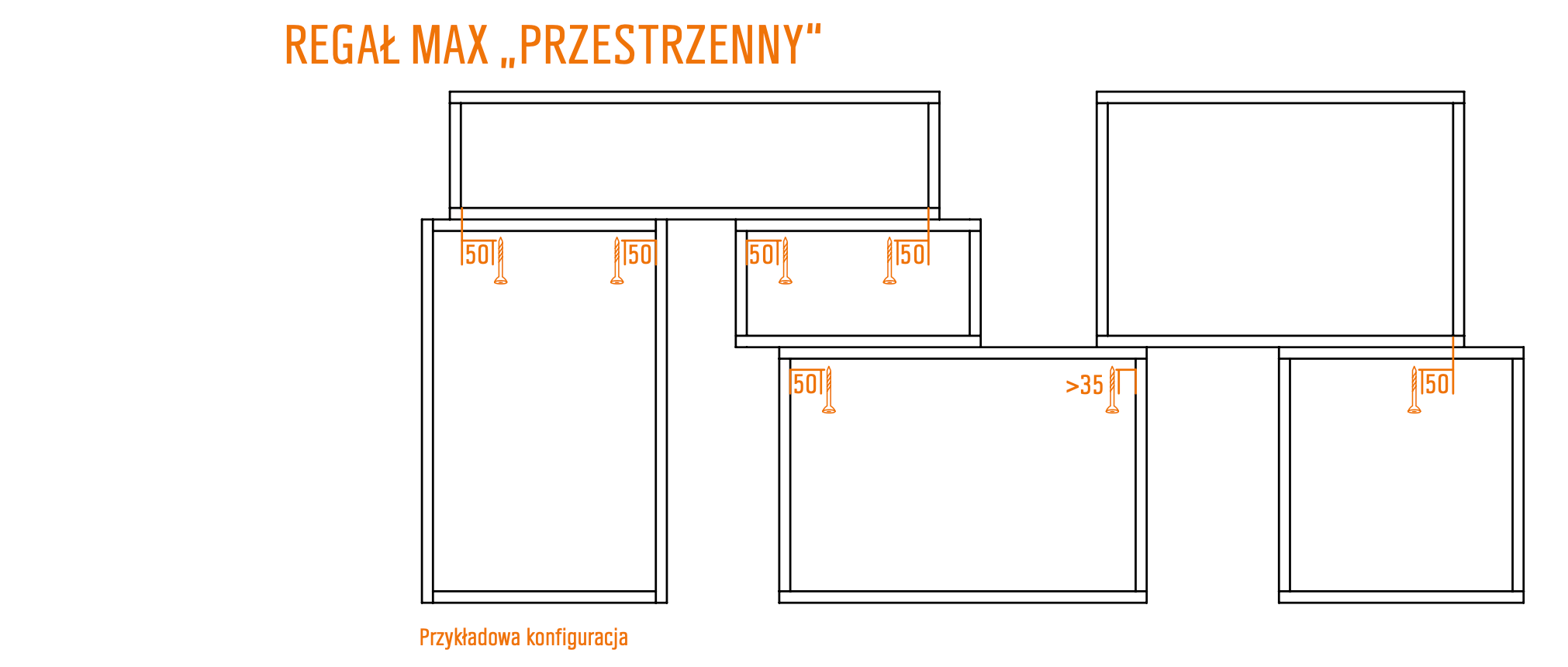 Infografika: jak zbudować asymetryczny regał na książki